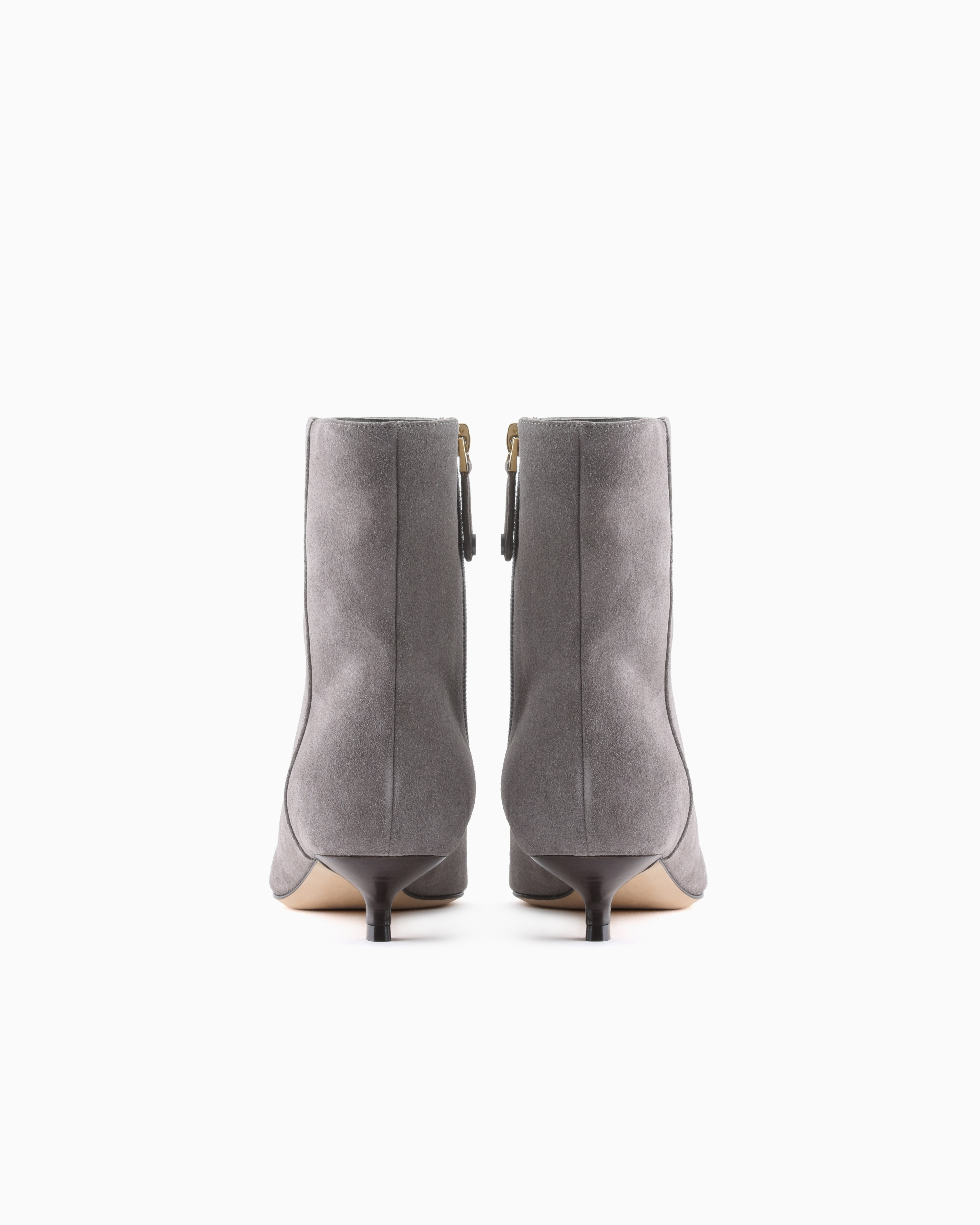 Giorgio Armani Suede Heeled Ankle Boots In Grey
