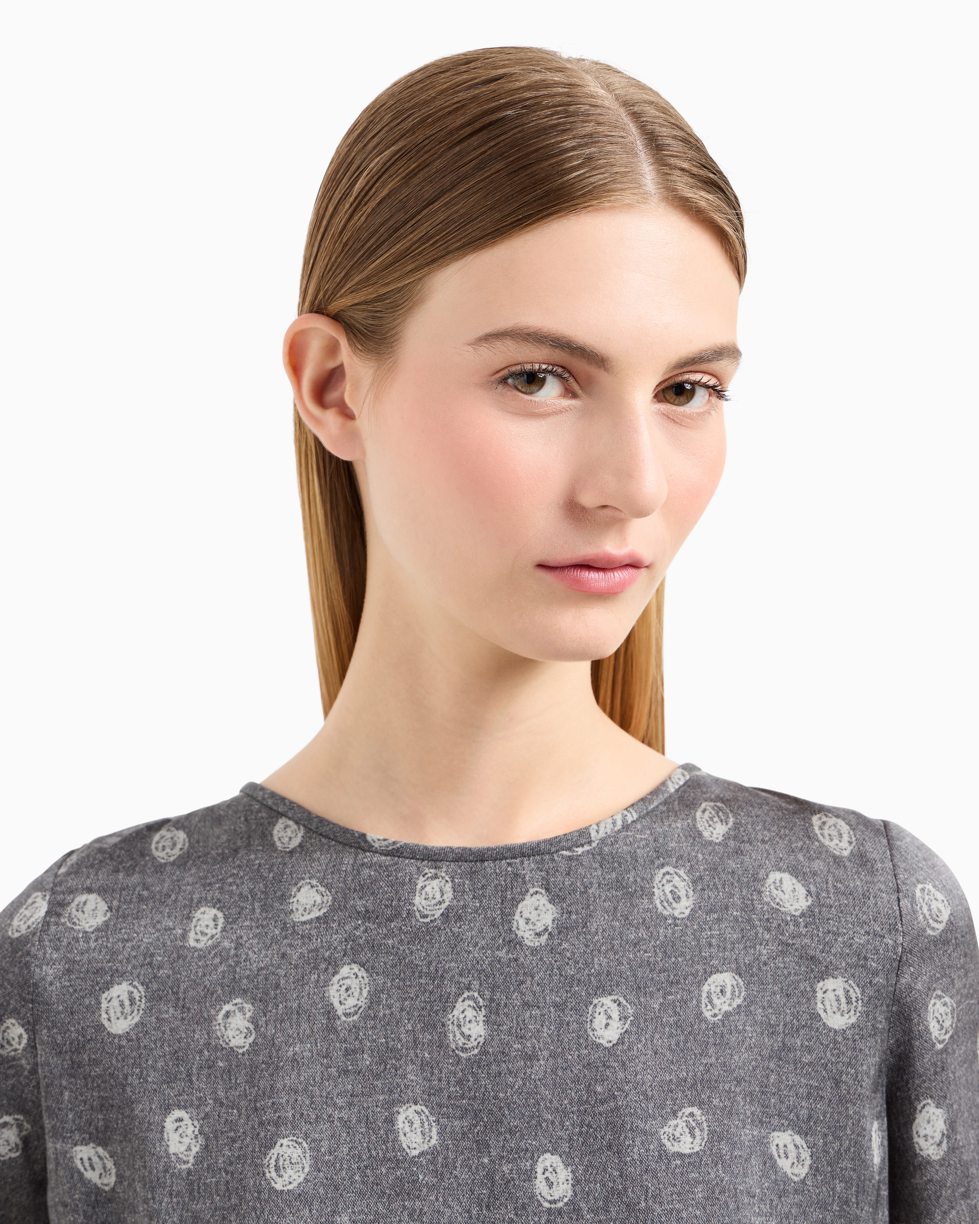 Emporio Armani Official Store Icon Short-sleeved Blouse In Silk Chiffon With An All-over Abstract Polka-dot Print In Pattern
