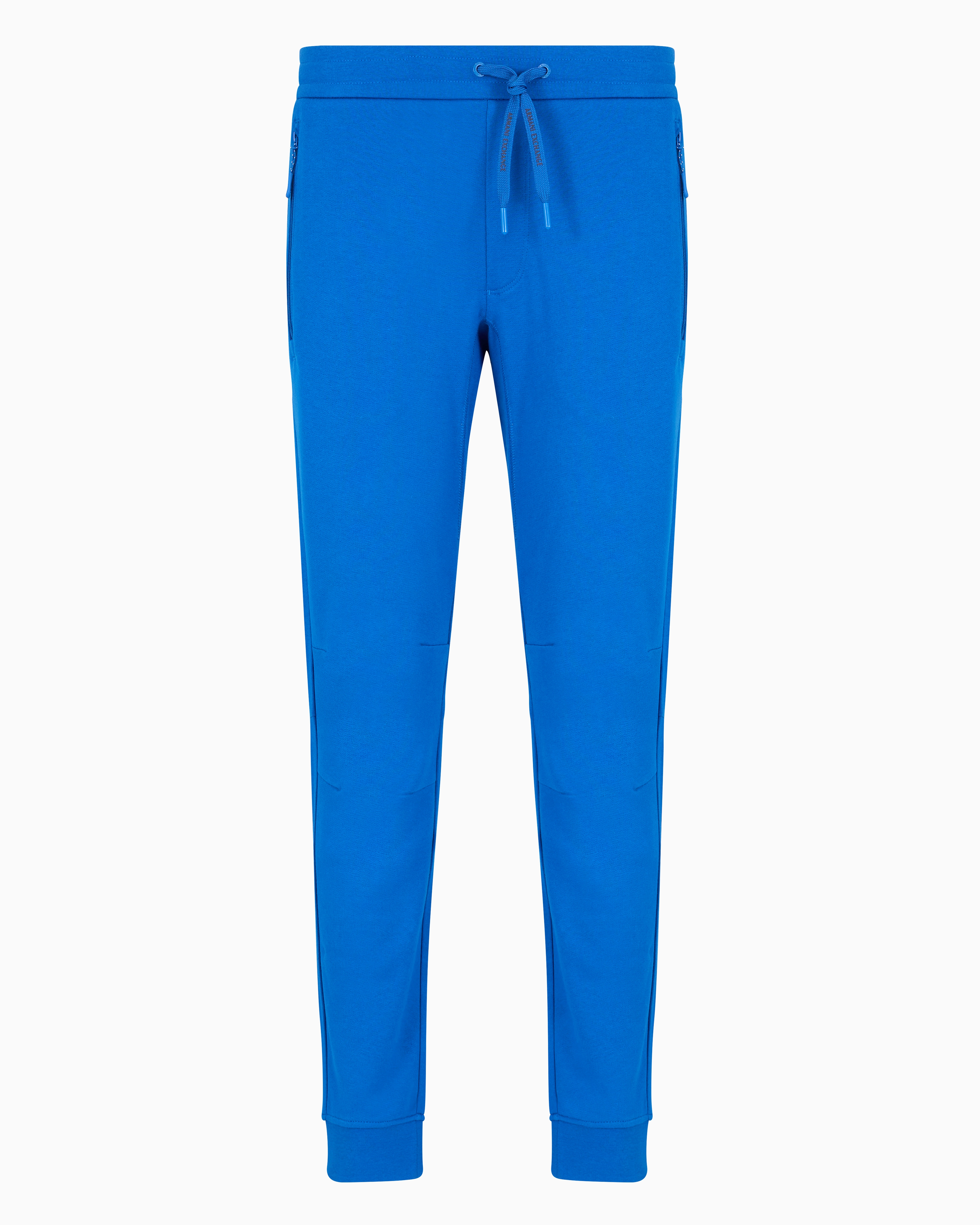 Shop Armani Exchange Soft Yarn Jogger Pants With Logo In Blue