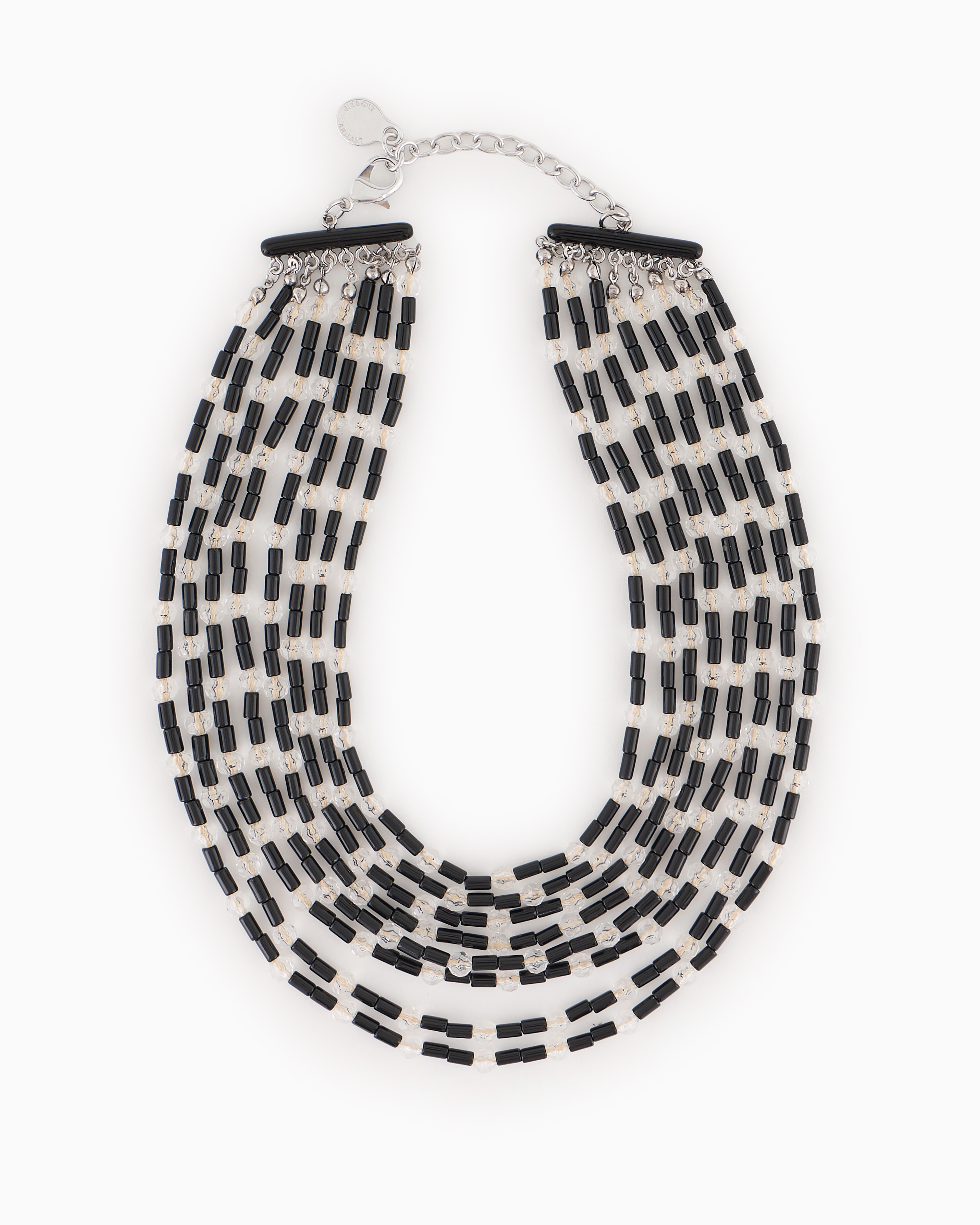 Emporio Armani Multistrand Necklace With Baguettes And Beads In Black