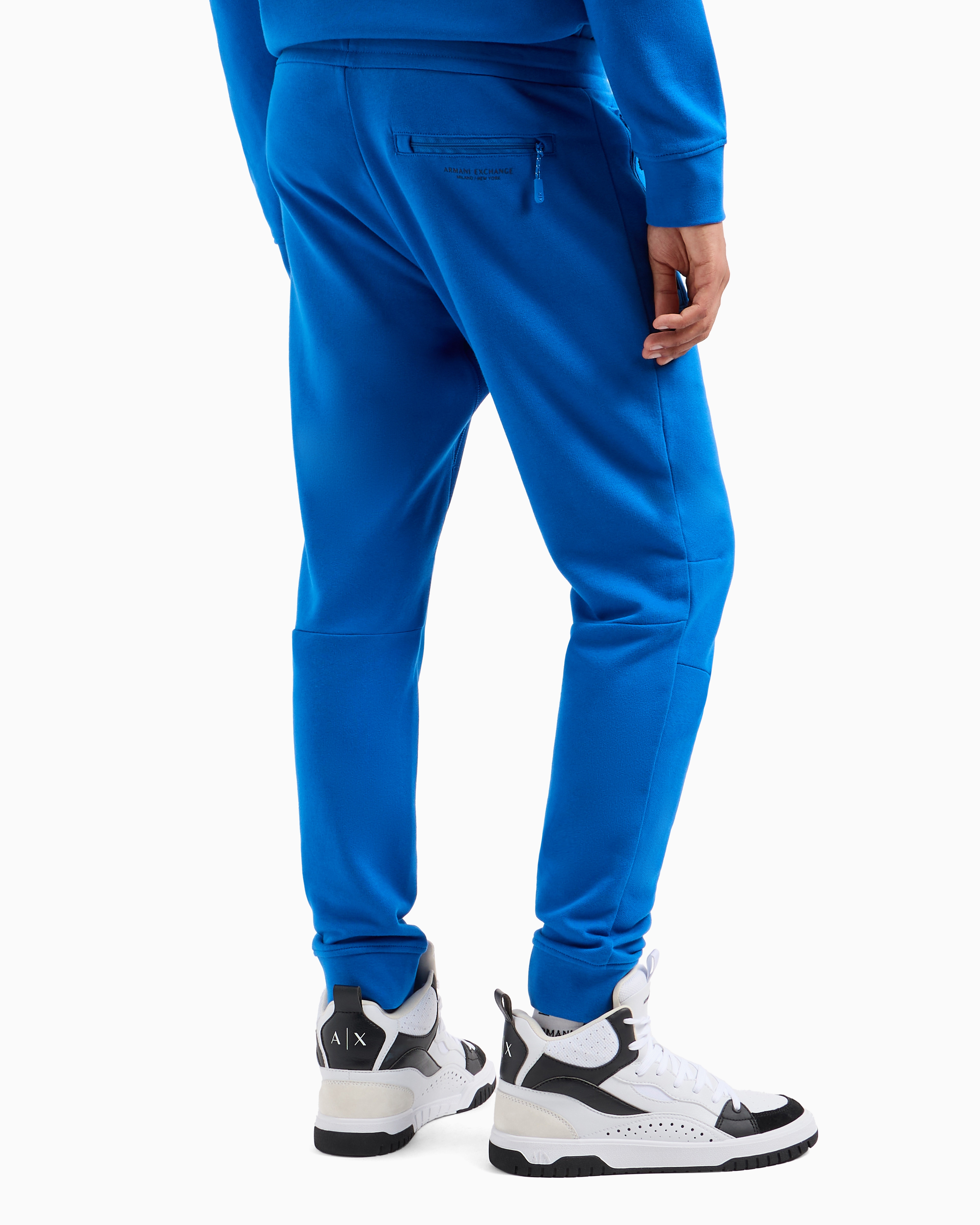 Shop Armani Exchange Soft Yarn Jogger Pants With Logo In Blue