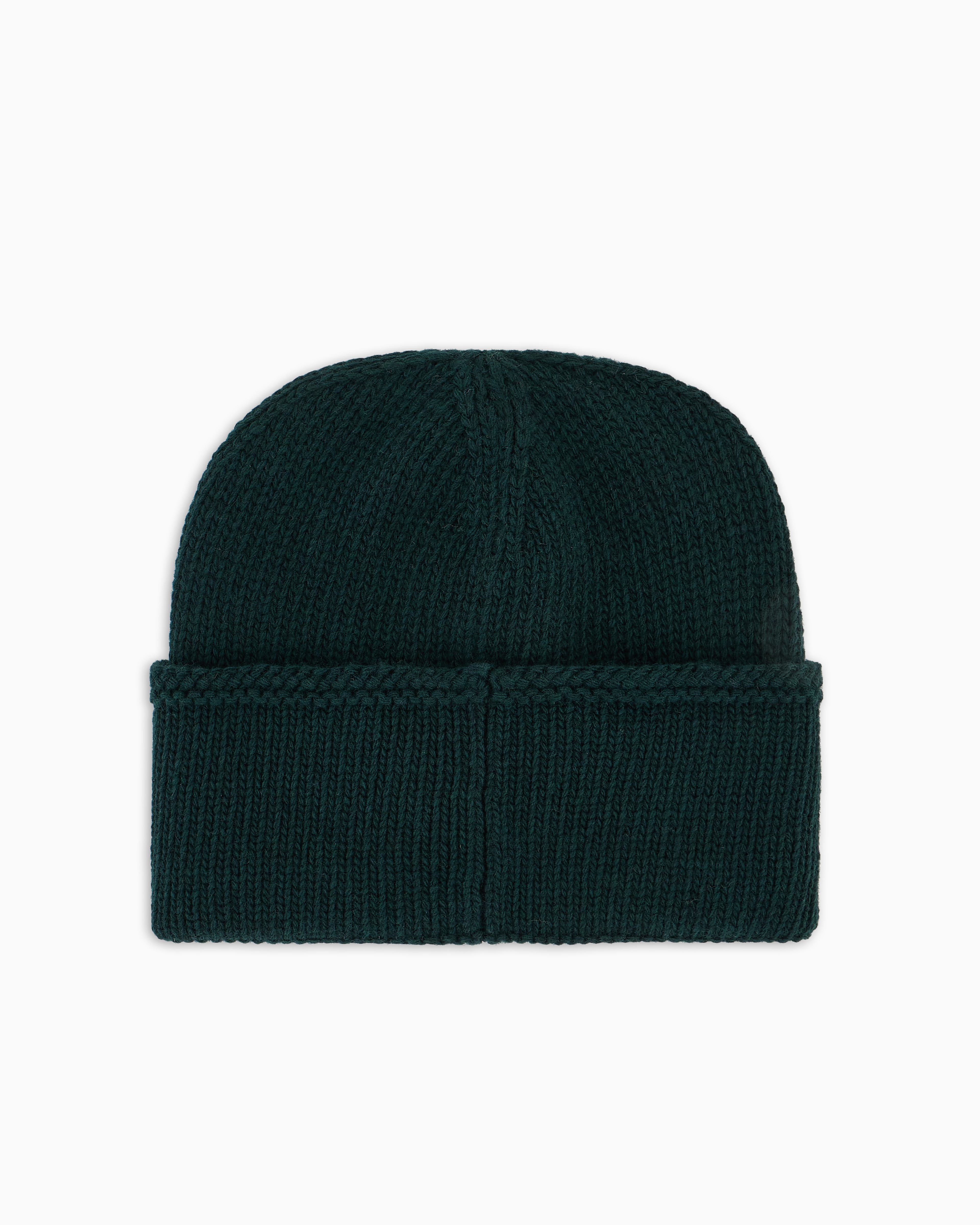 Shop Emporio Armani Ribbed Wool Beanie With Ea Signature Embroidery In Green