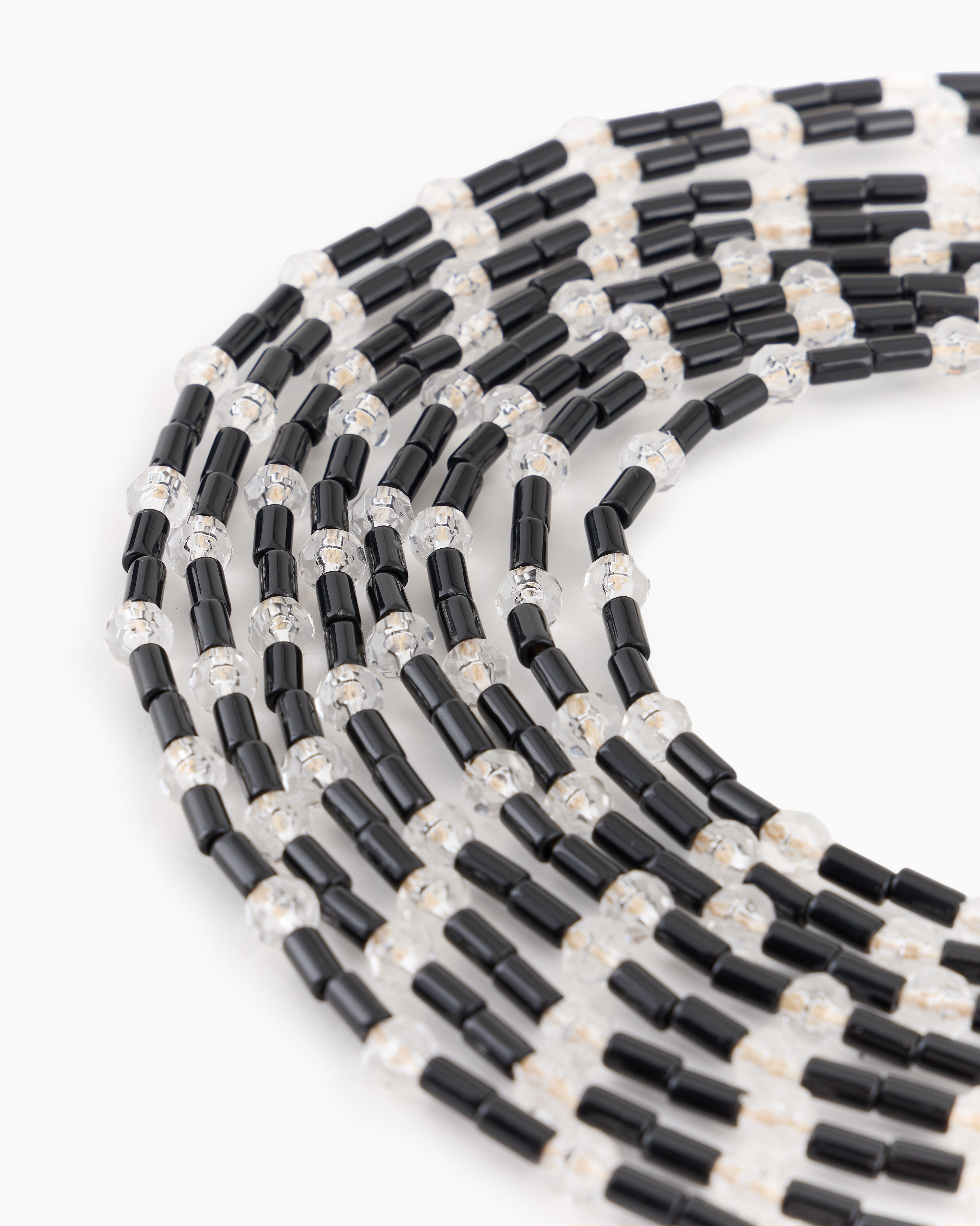 Emporio Armani Multistrand Necklace With Baguettes And Beads In Black