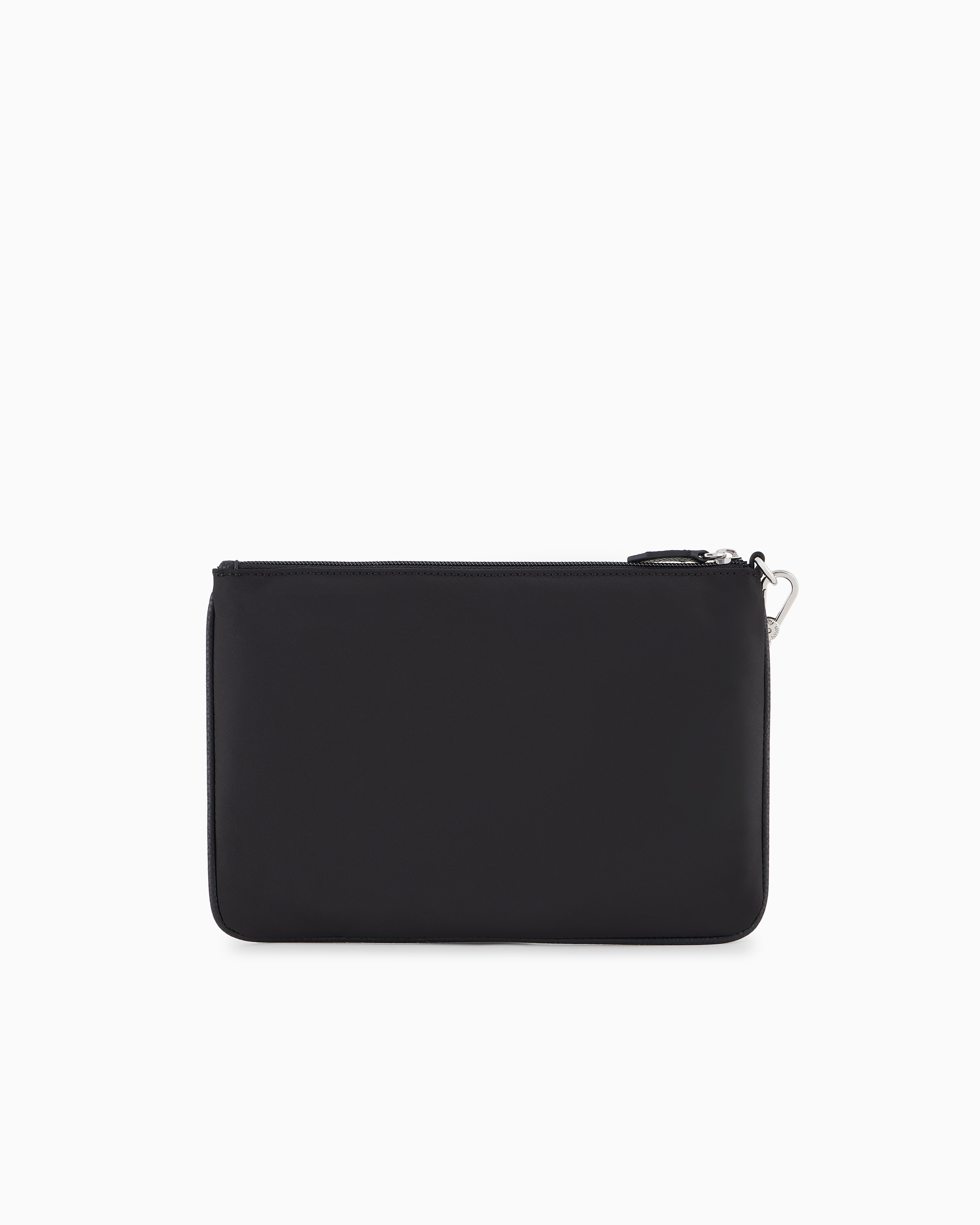 Shop Emporio Armani Asv Recycled Nylon Pouch With Eagle Plate In Black