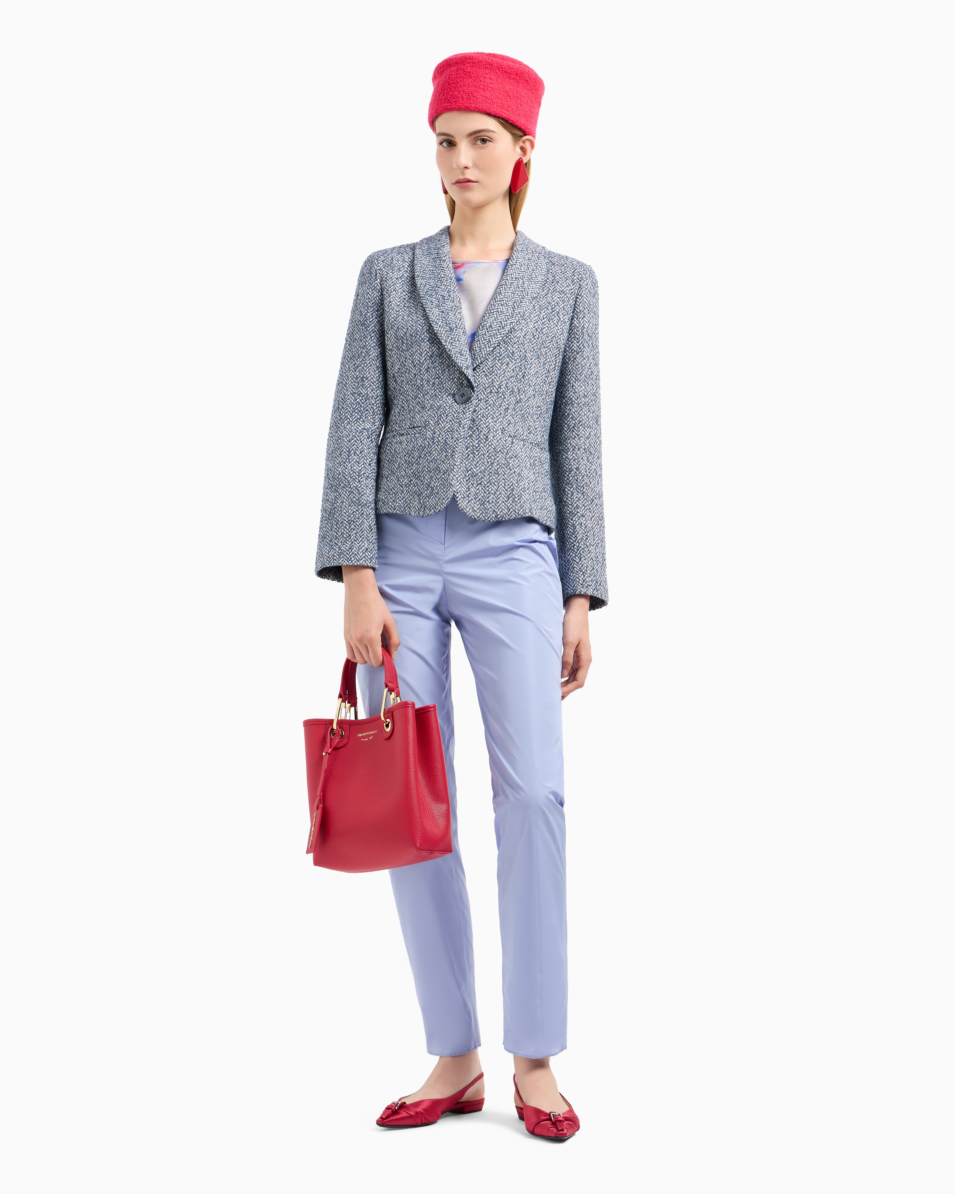 Emporio Armani Blouse With Three-quarter Sleeves In Satin Crêpe With A Watercolour-effect Fancy Print In Pattern