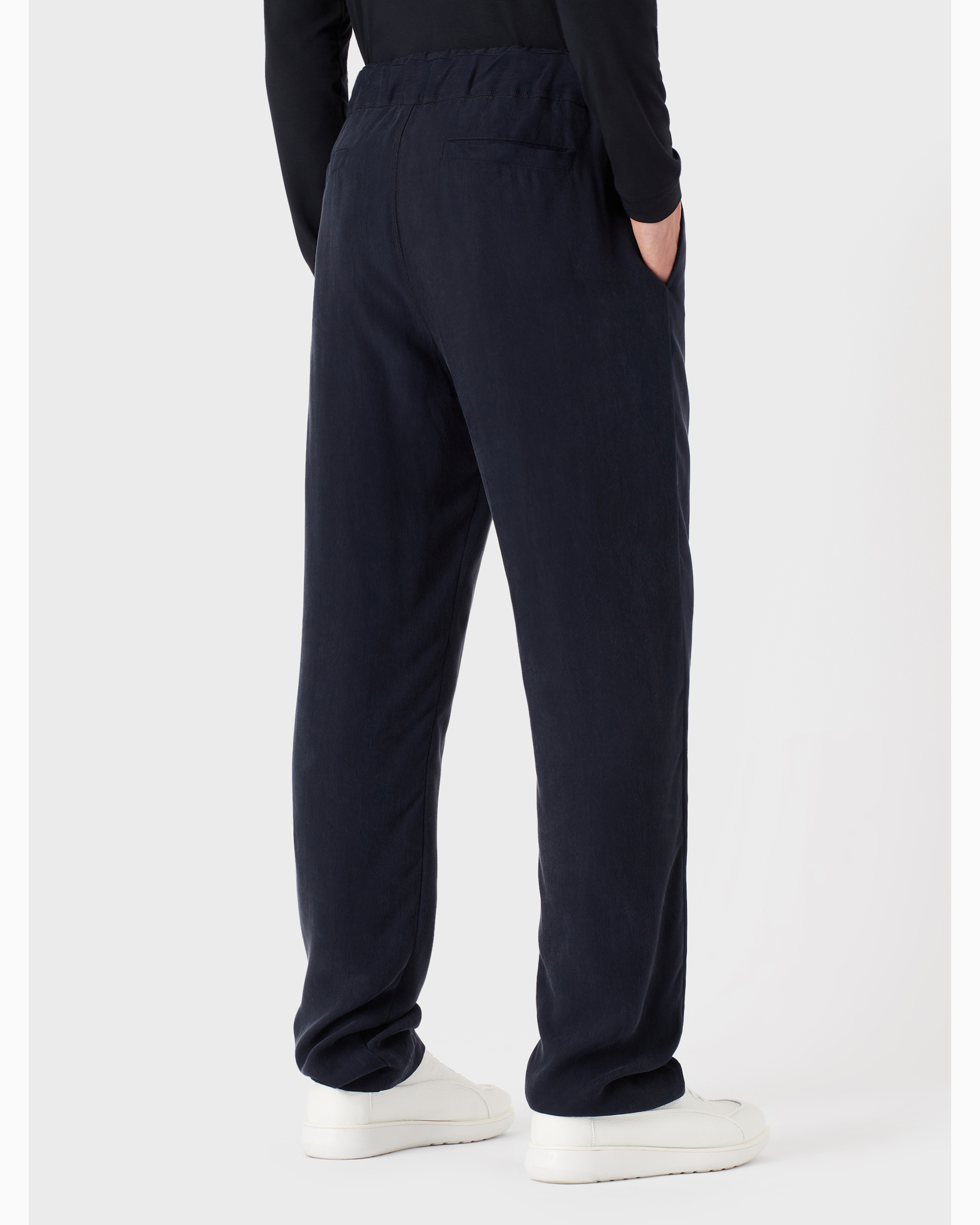 新品★GIORGIO ARMANI■ドローストリングリブパンツ Giorgio Armani ドローストリング パンツ | ブルー | FARFETCH JP