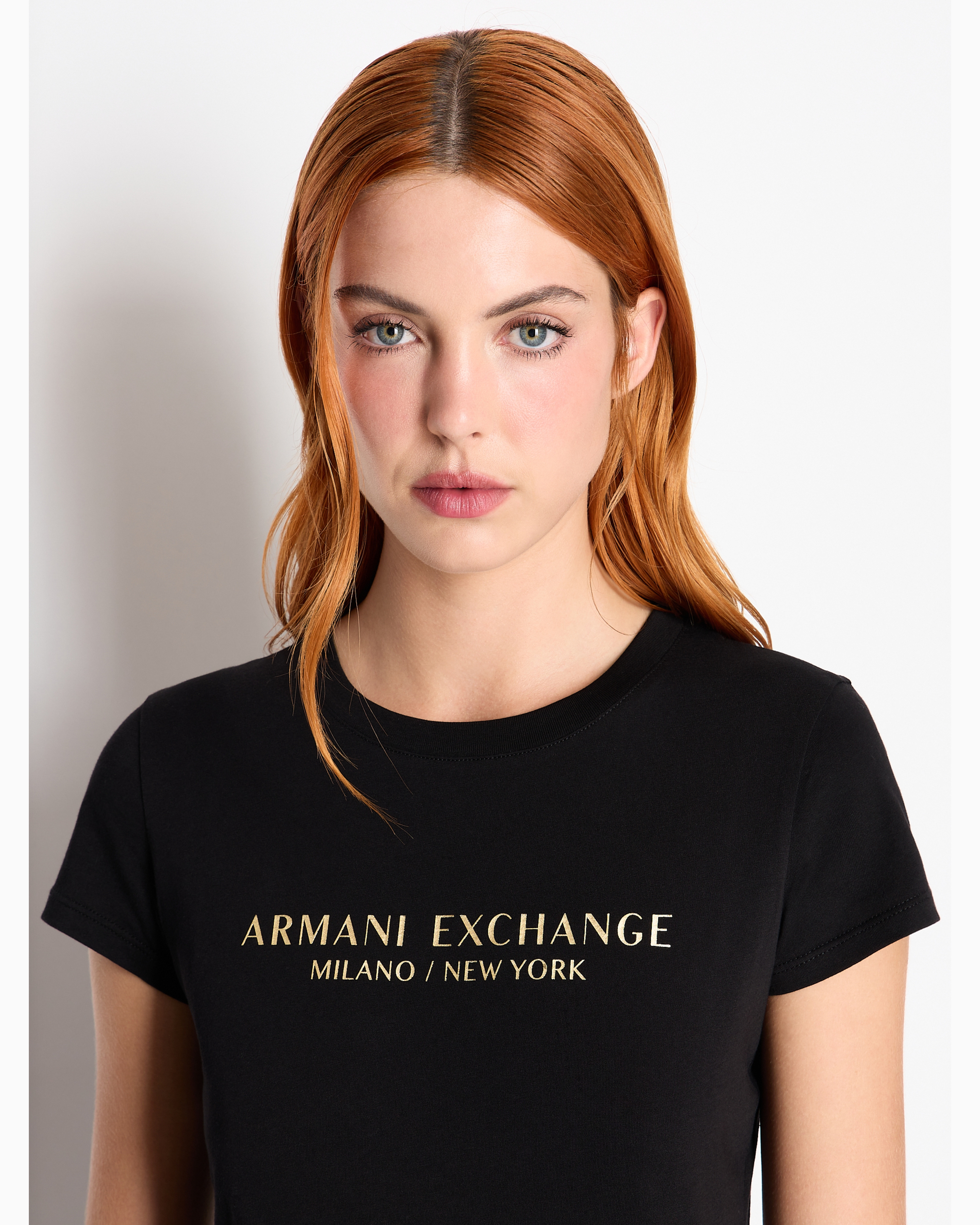 Shop Armani Exchange Slim Fit T-shirt With Milan New York Print In Noir