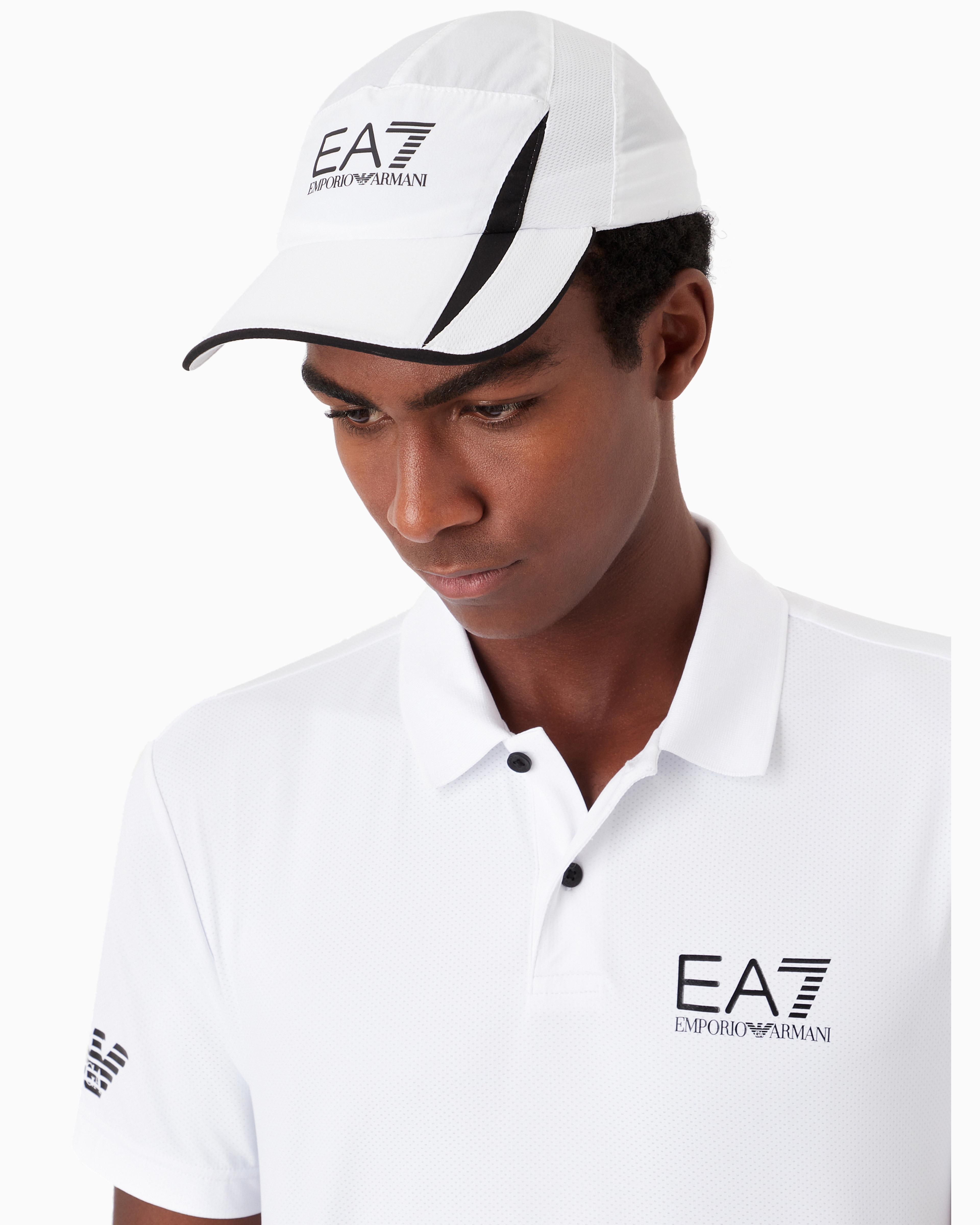 Ea7 Official Store Core Identity Stretch-cotton Polo Shirt In White