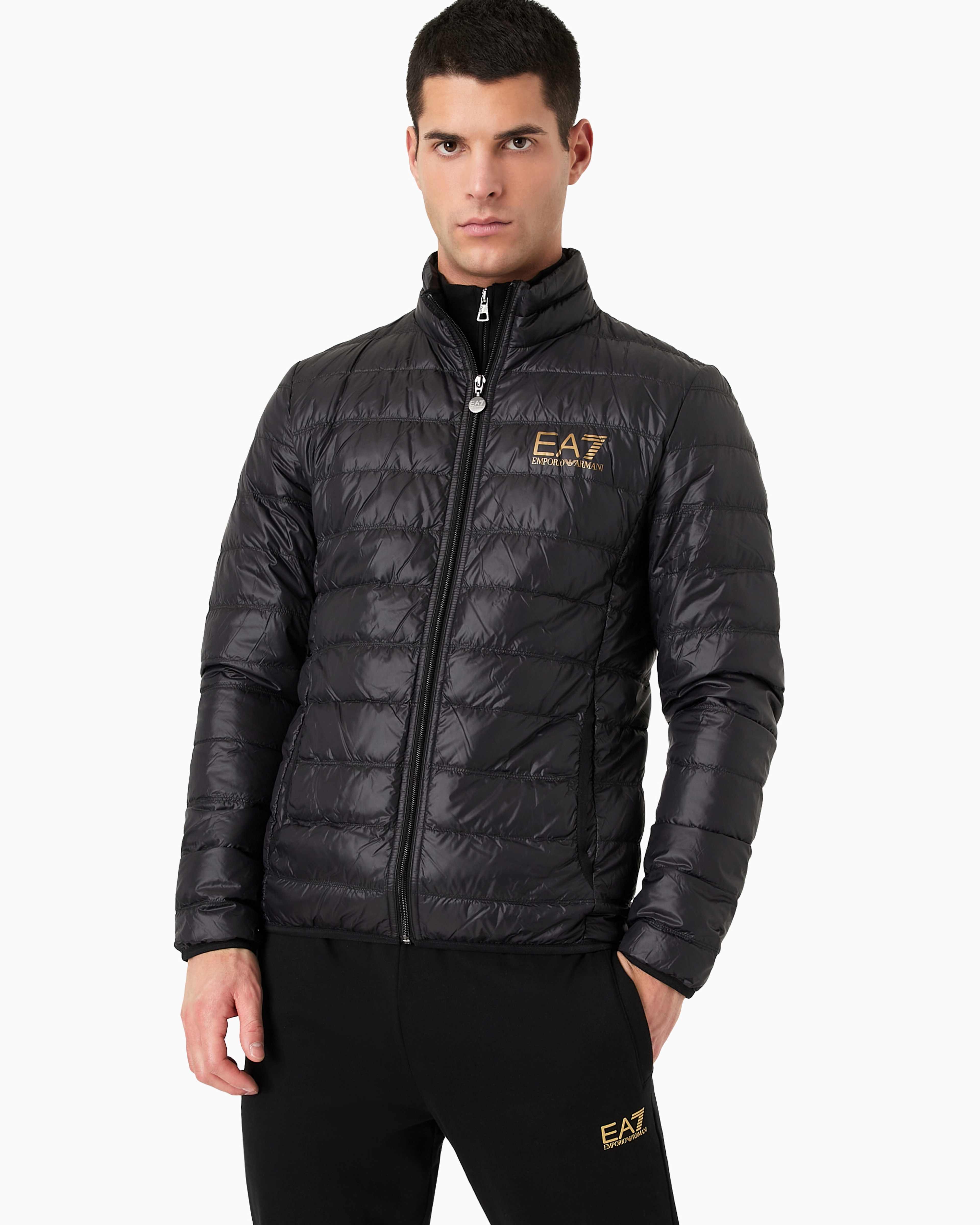 Ea7 Packable Core Identity Puffer Jacket In Black