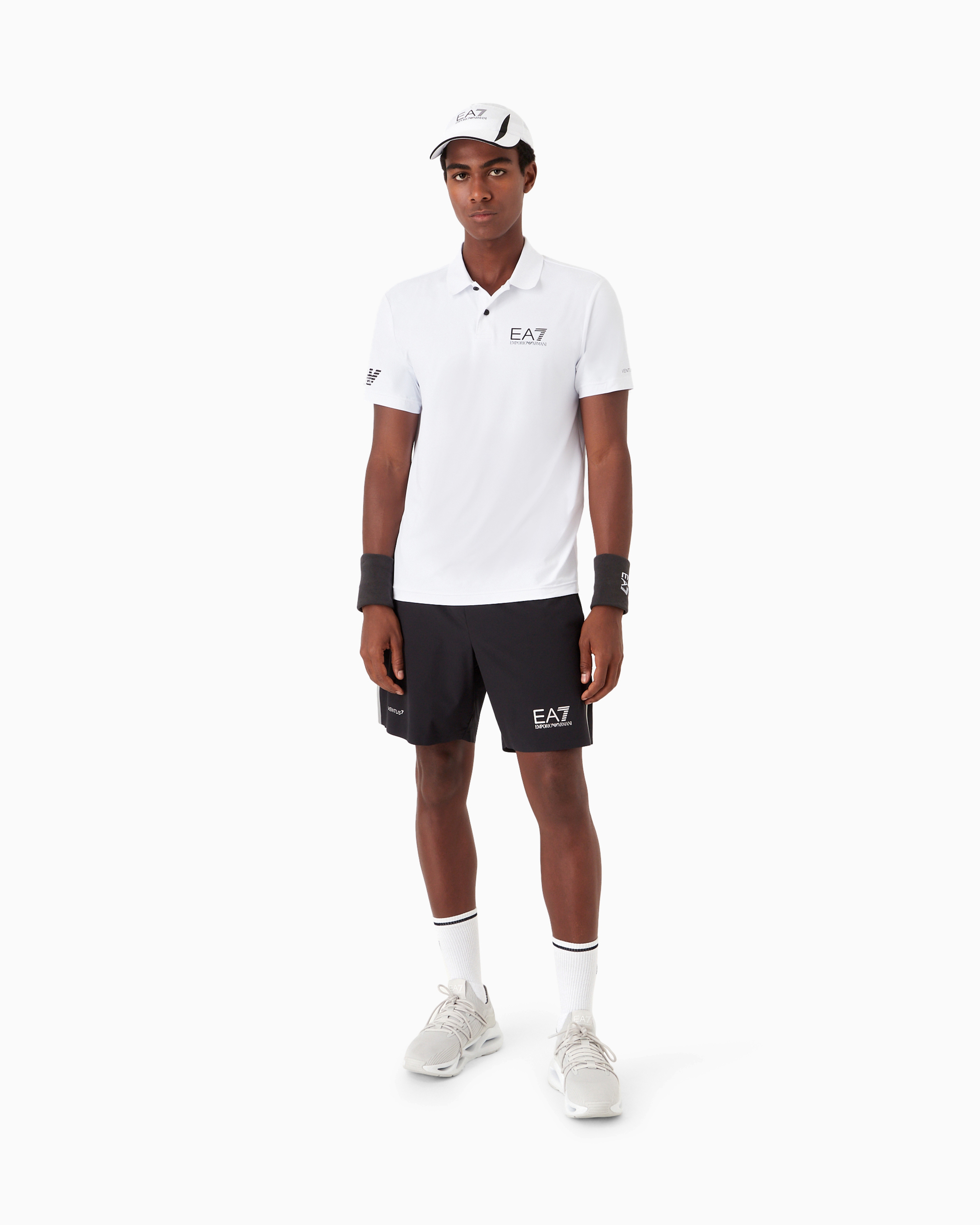Ea7 Official Store Core Identity Stretch-cotton Polo Shirt In White