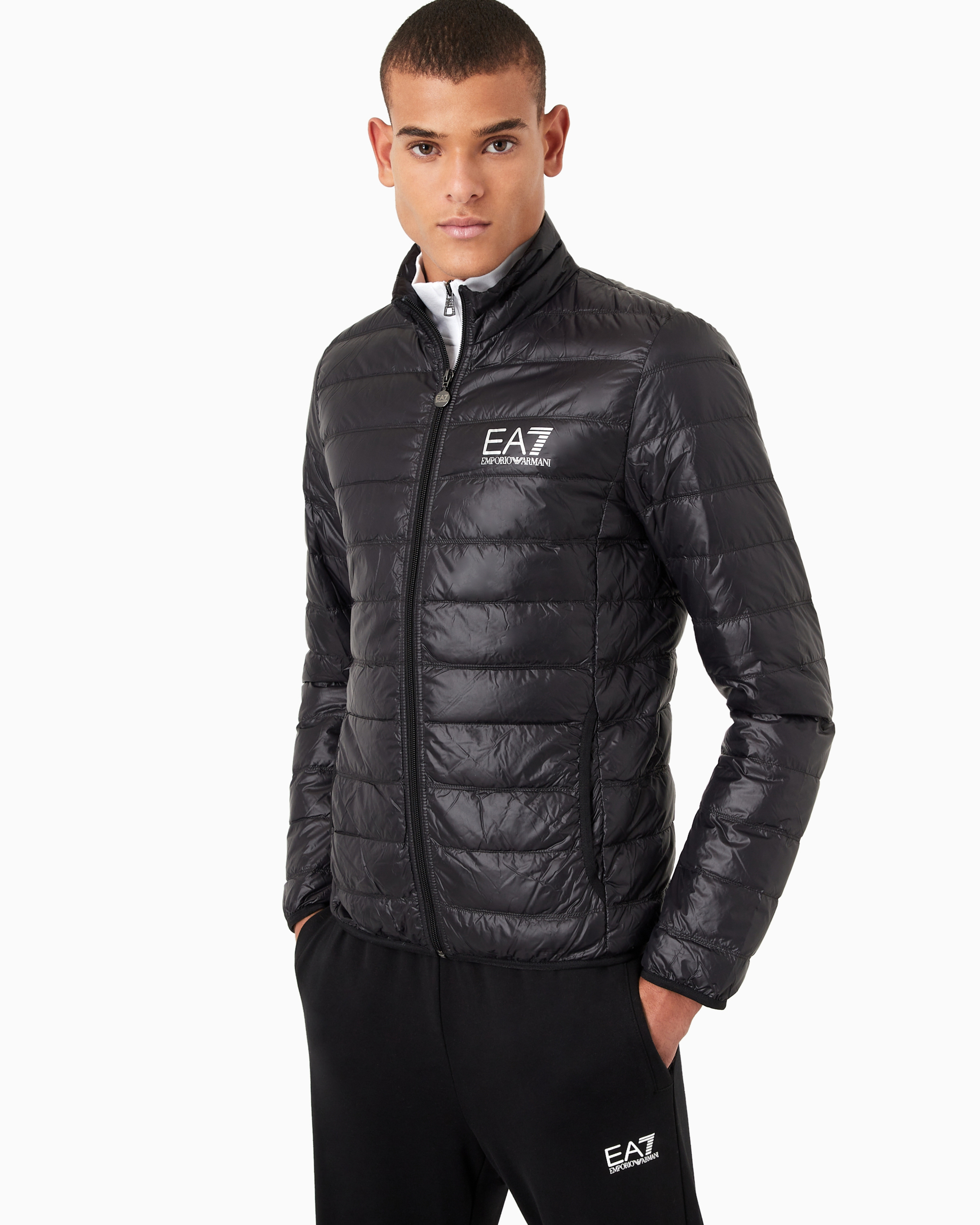 Ea7 Packable Core Identity Puffer Jacket In Black