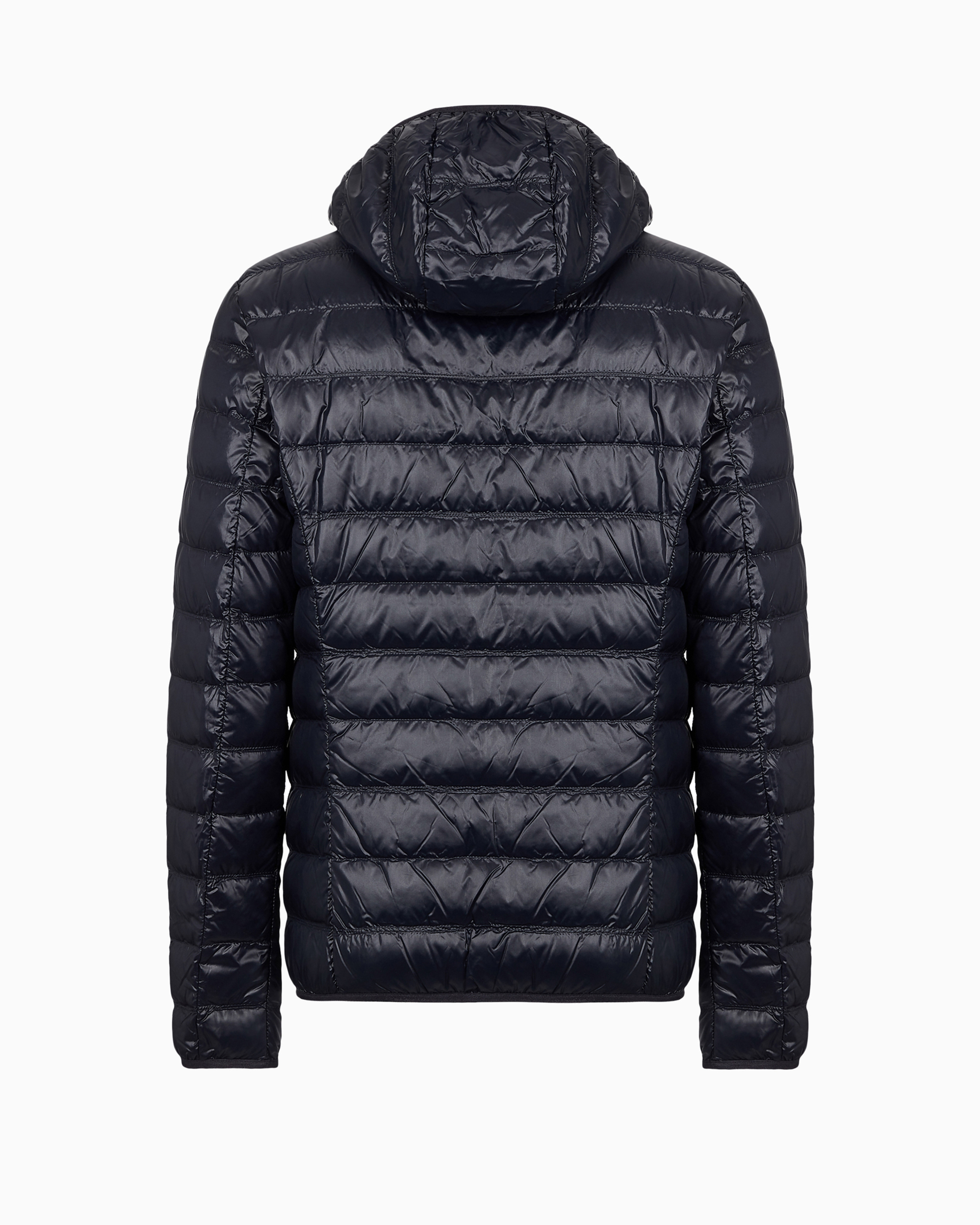 Ea7 Packable Hooded Core Identity Puffer Jacket In Blue