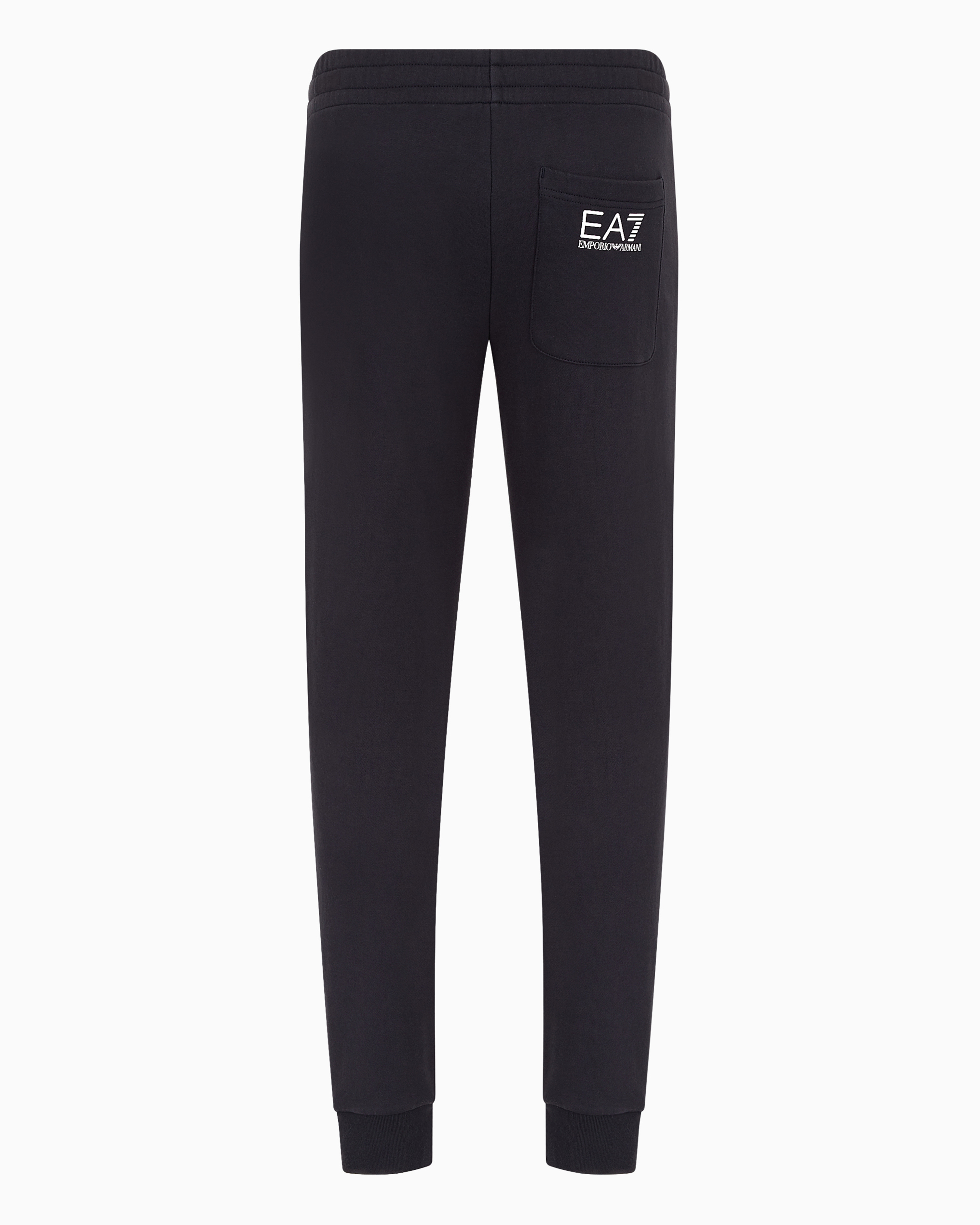 Shop Ea7 Logo Series Cotton Joggers In Navy Blue