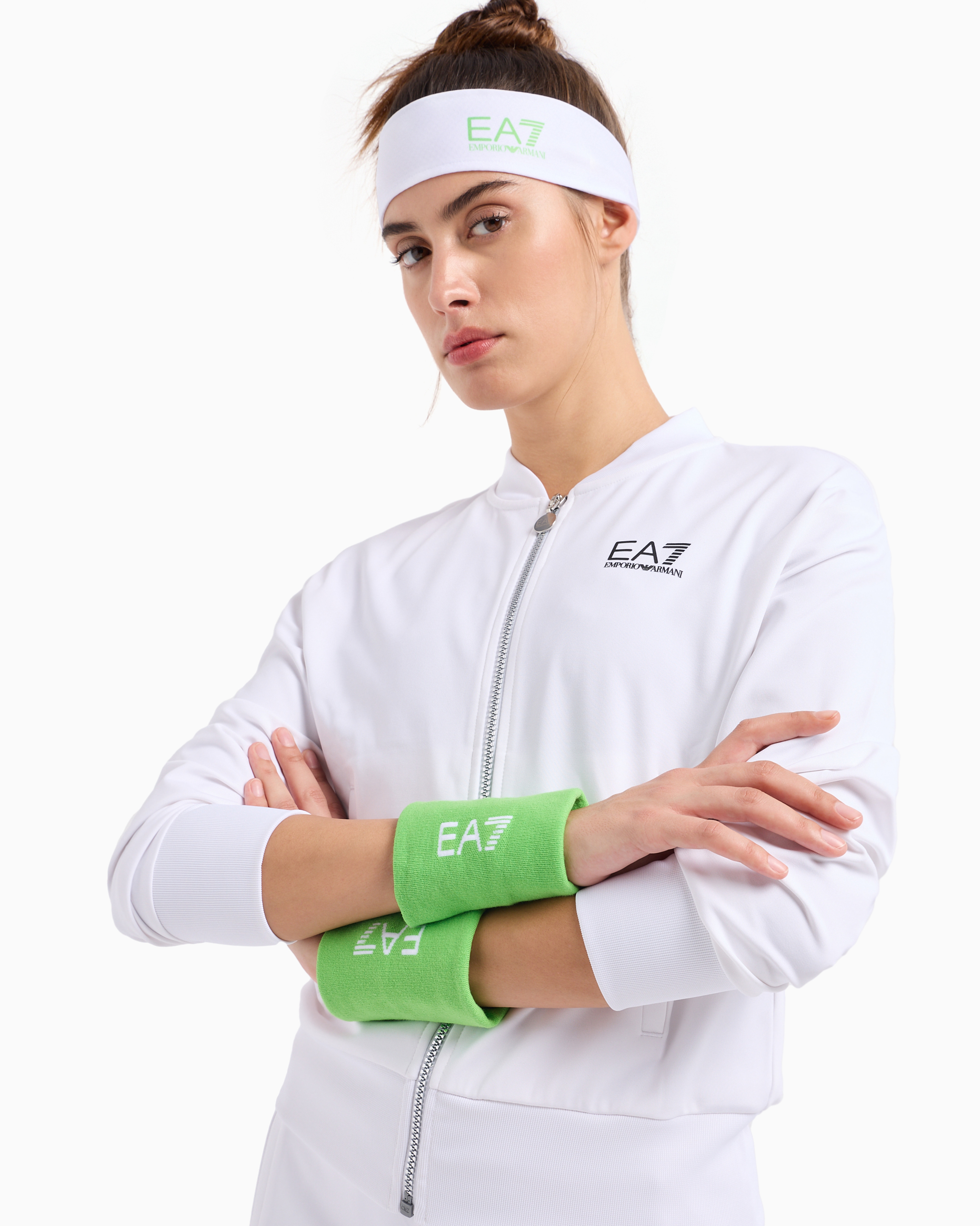 Shop Ea7 Tennis Pro Cotton-blend Headband In White 1