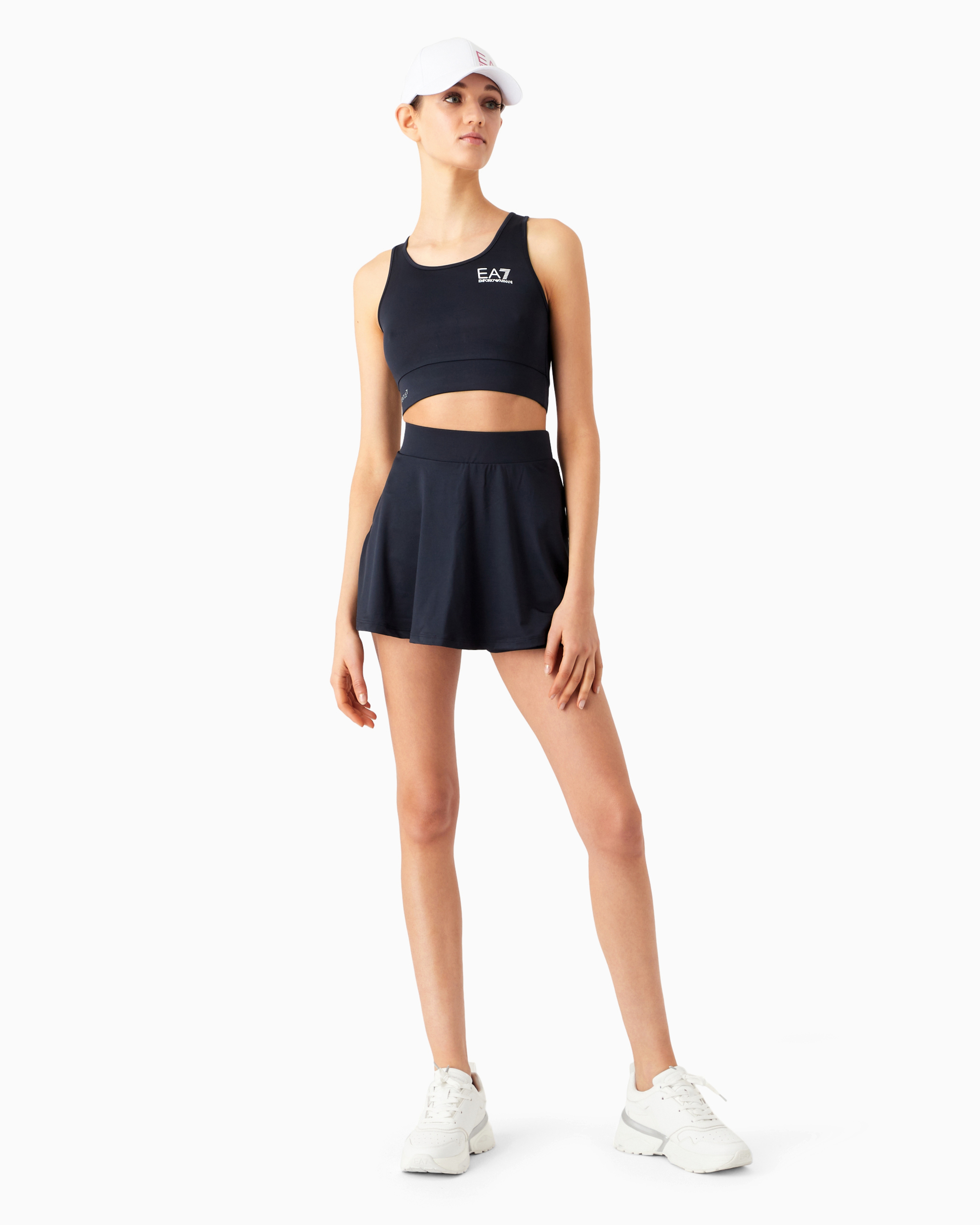 Emporio Armani Tennis Pro Sports Bra In Ventus7 Technical Fabric In Navy Blue