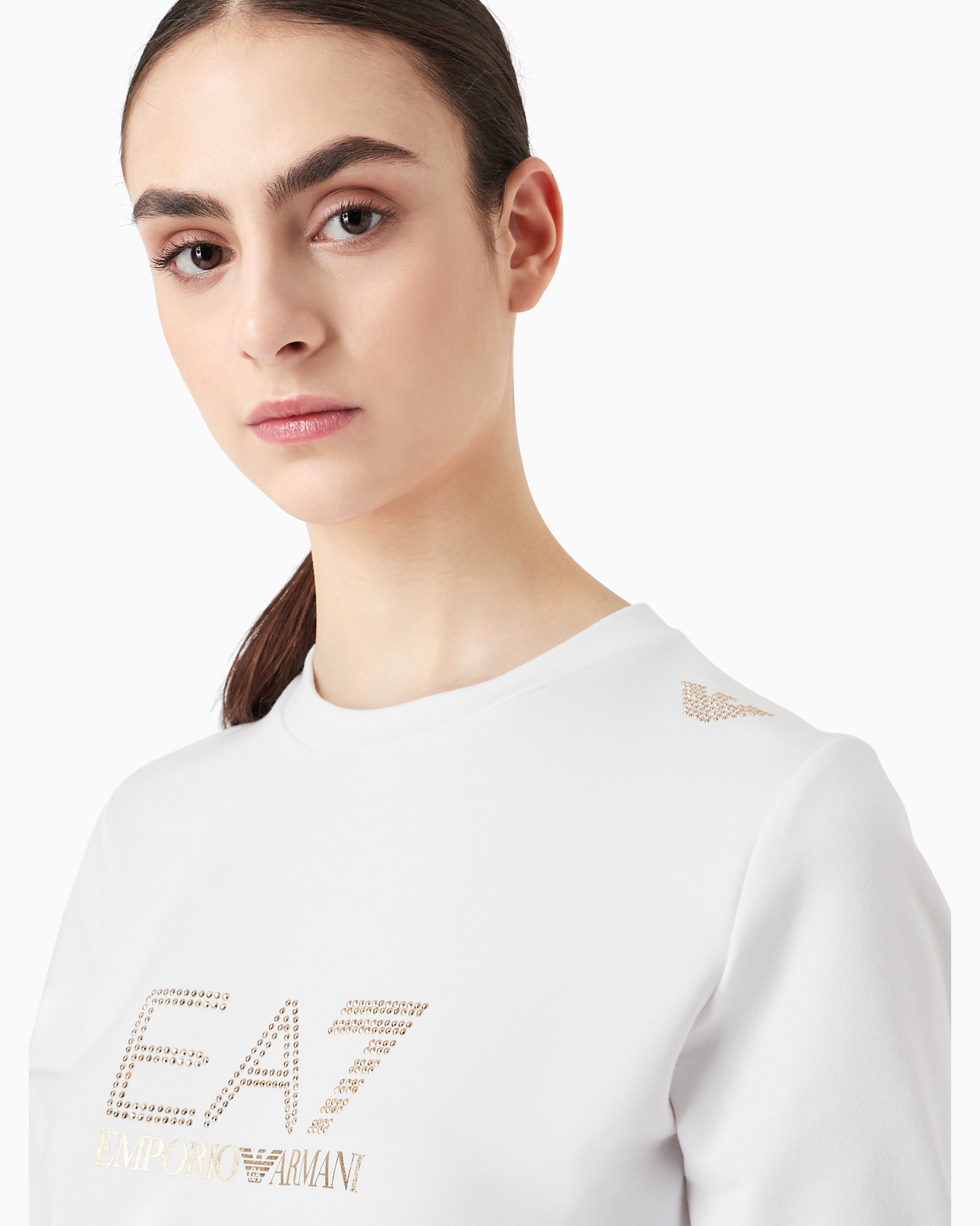 Emporio Armani Evolution Viscose-blend Crew-neck Sweatshirt In White