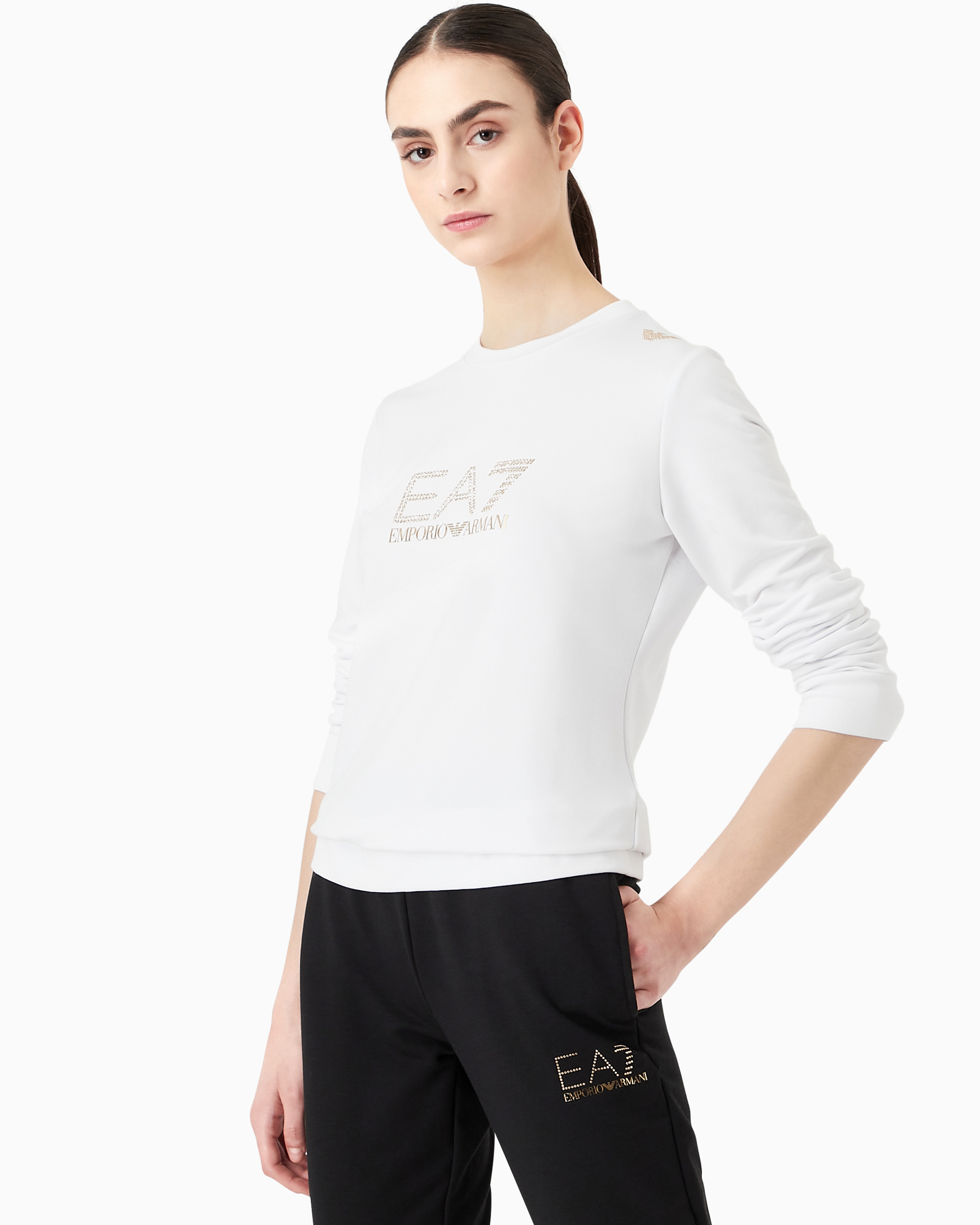 Emporio Armani Evolution Viscose-blend Crew-neck Sweatshirt In White