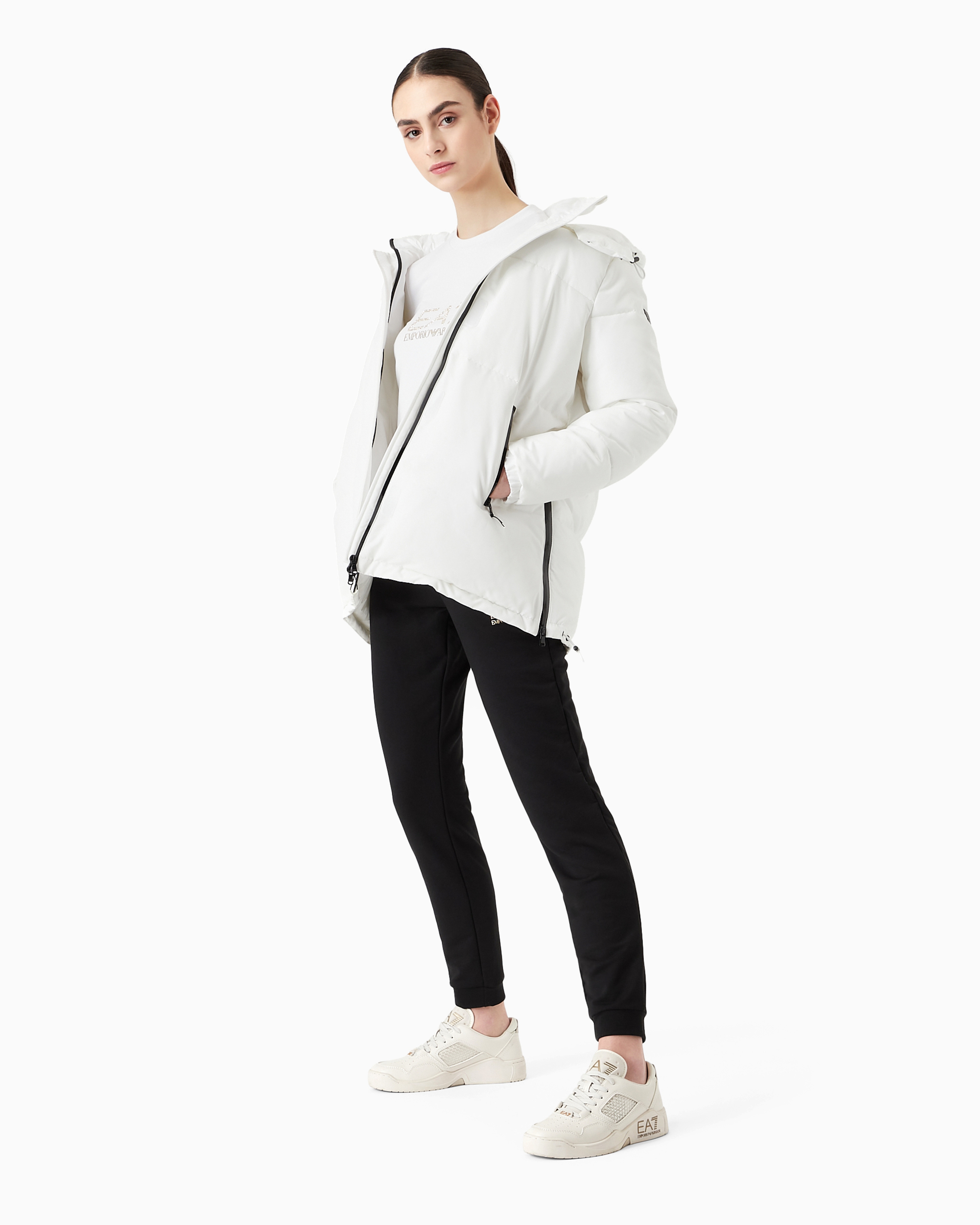 Emporio Armani Evolution Viscose-blend Crew-neck Sweatshirt In White