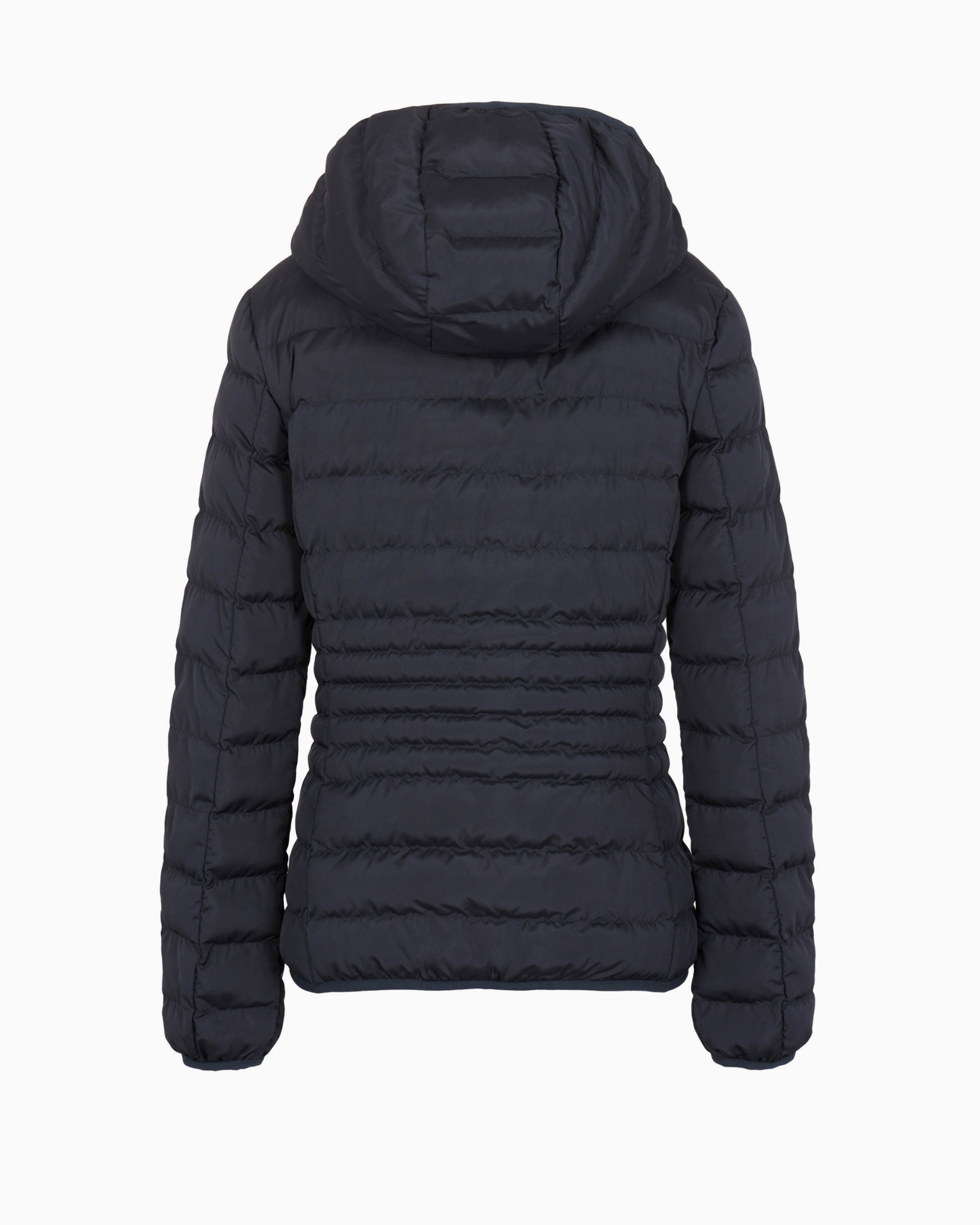 Emporio Armani Core Lady Packable Hooded Puffer Jacket With Zip In Navy Blue