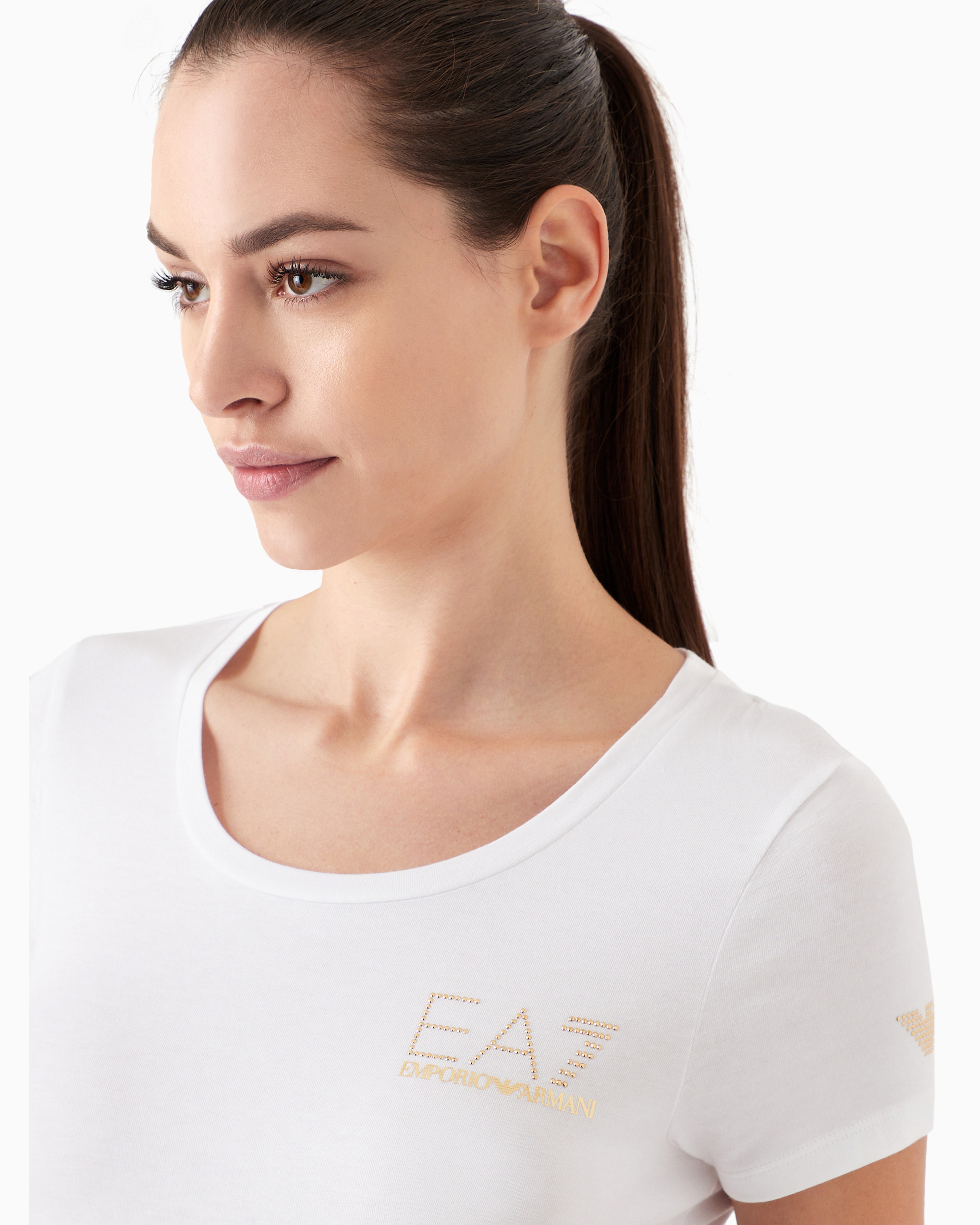Emporio Armani Cotton-blend Jersey Evolution T-shirt In White