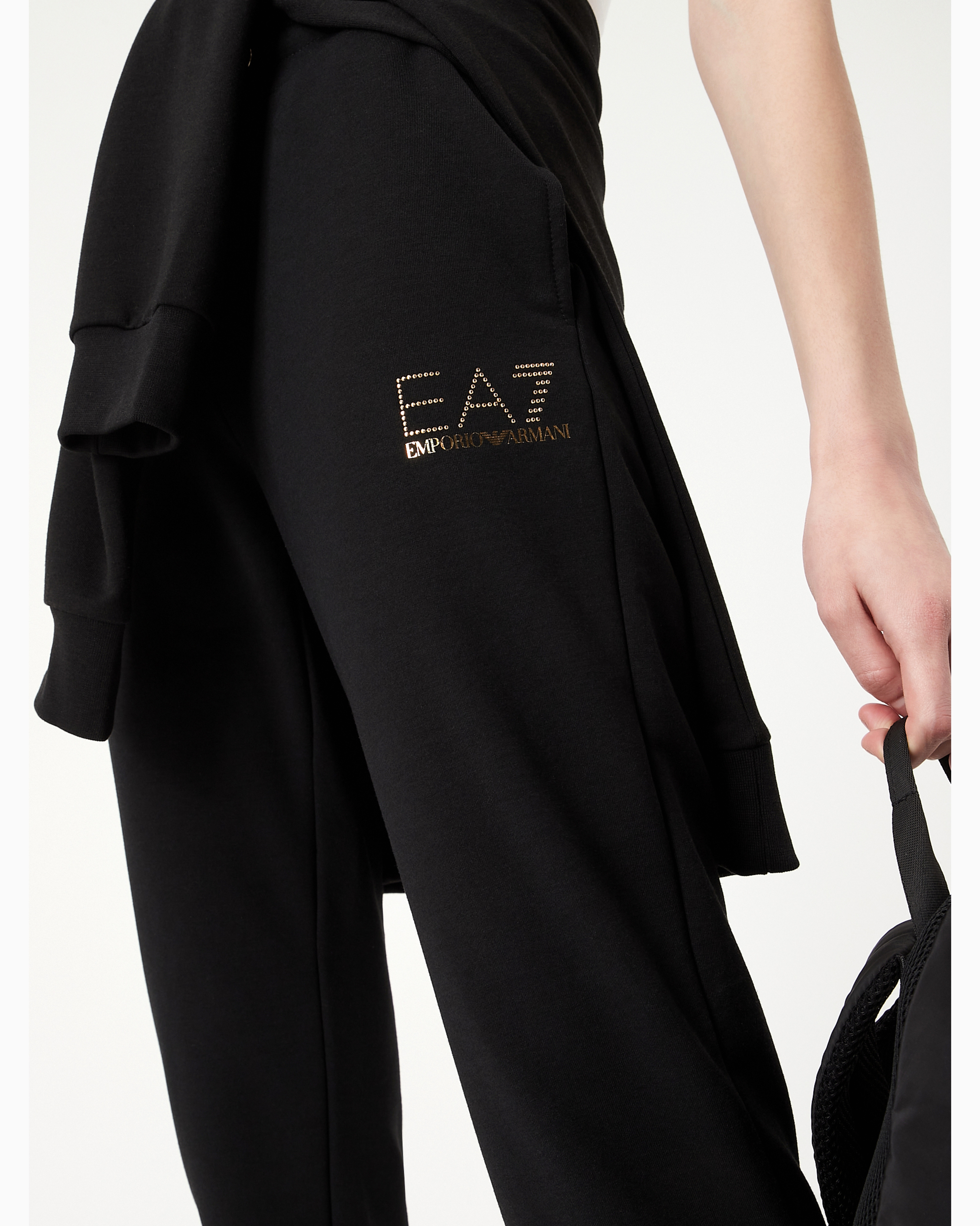 Emporio Armani Evolution Jersey-fleece Trousers In Black