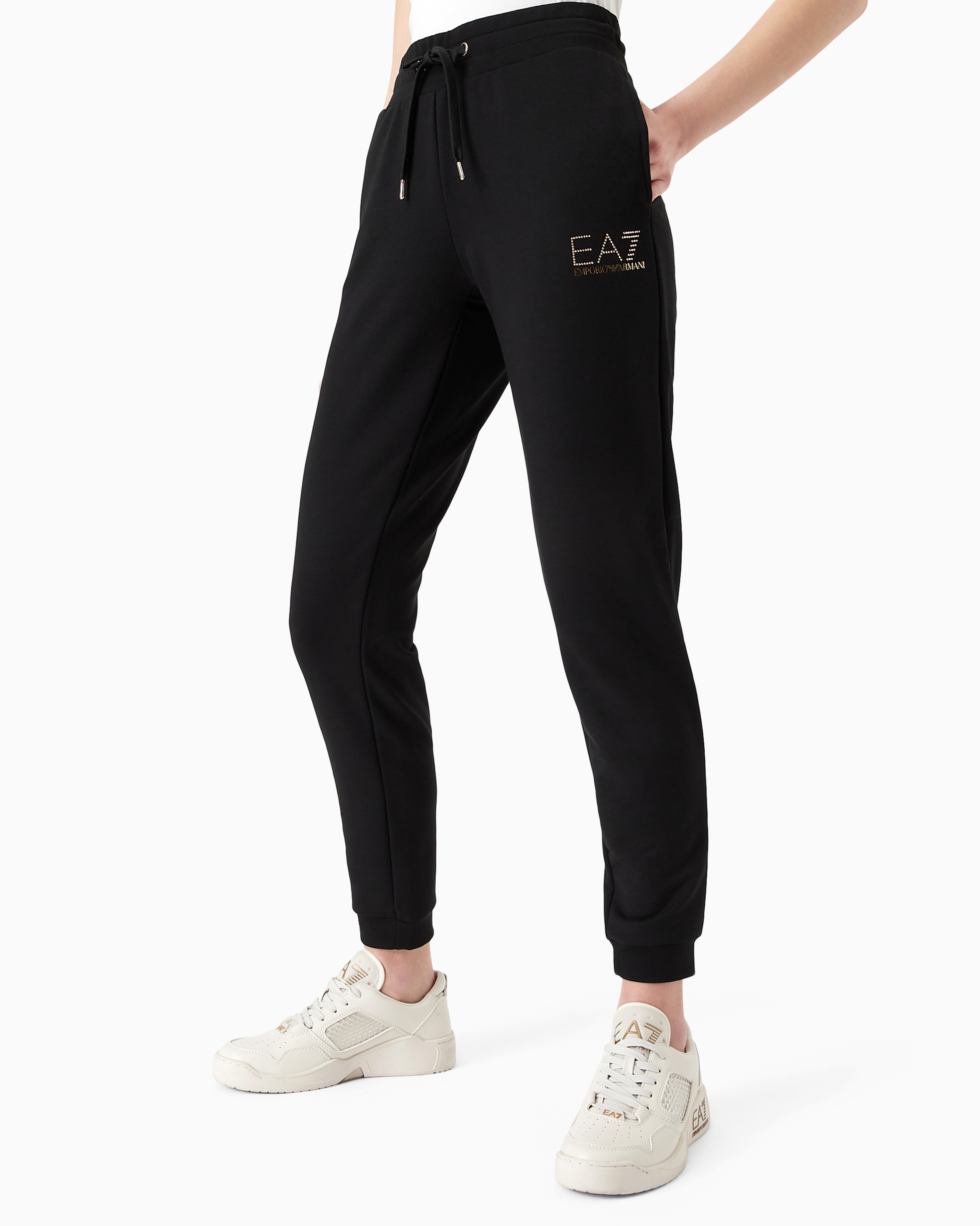 Emporio Armani Evolution Jersey-fleece Trousers In Black