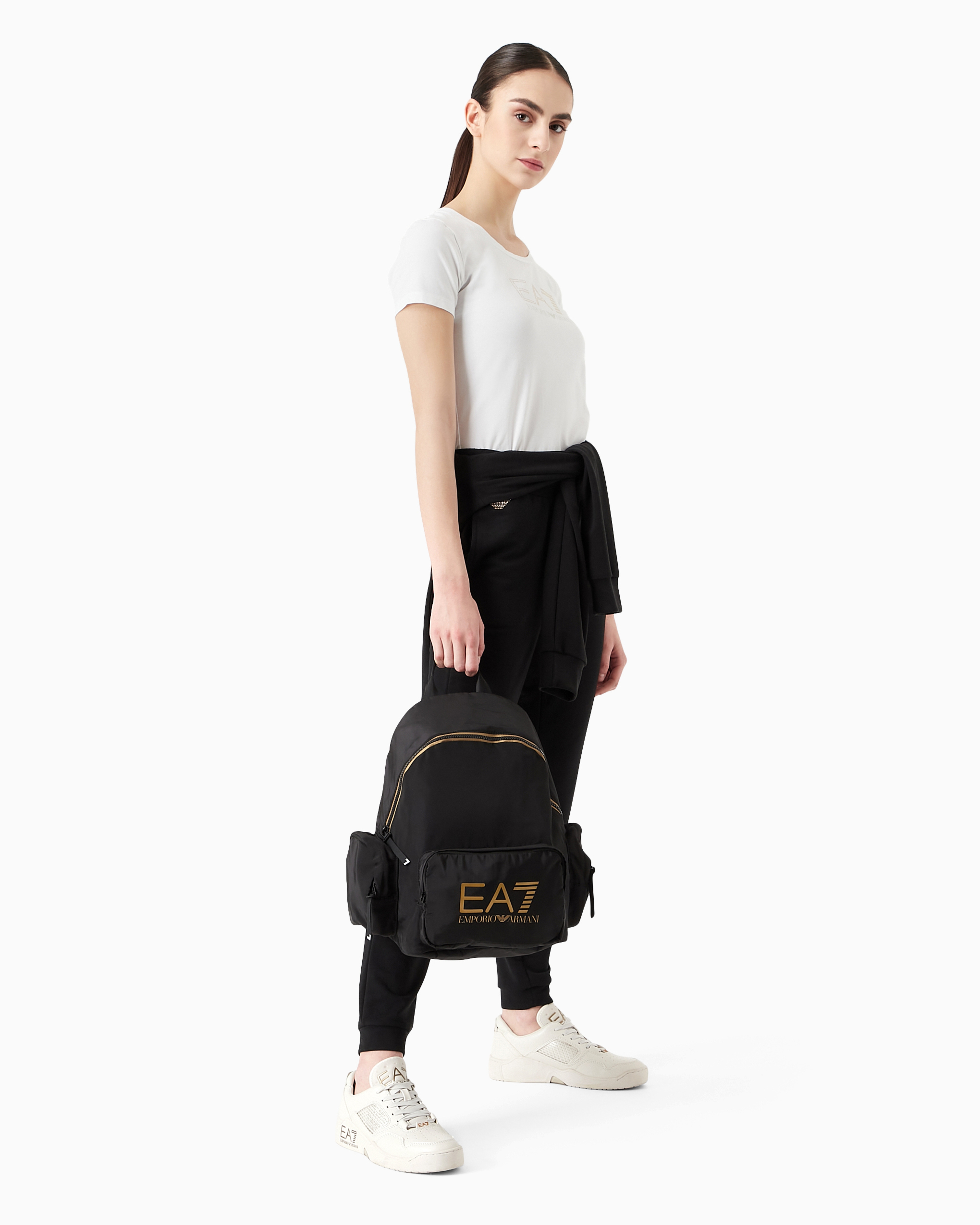Emporio Armani Evolution Jersey-fleece Trousers In Black