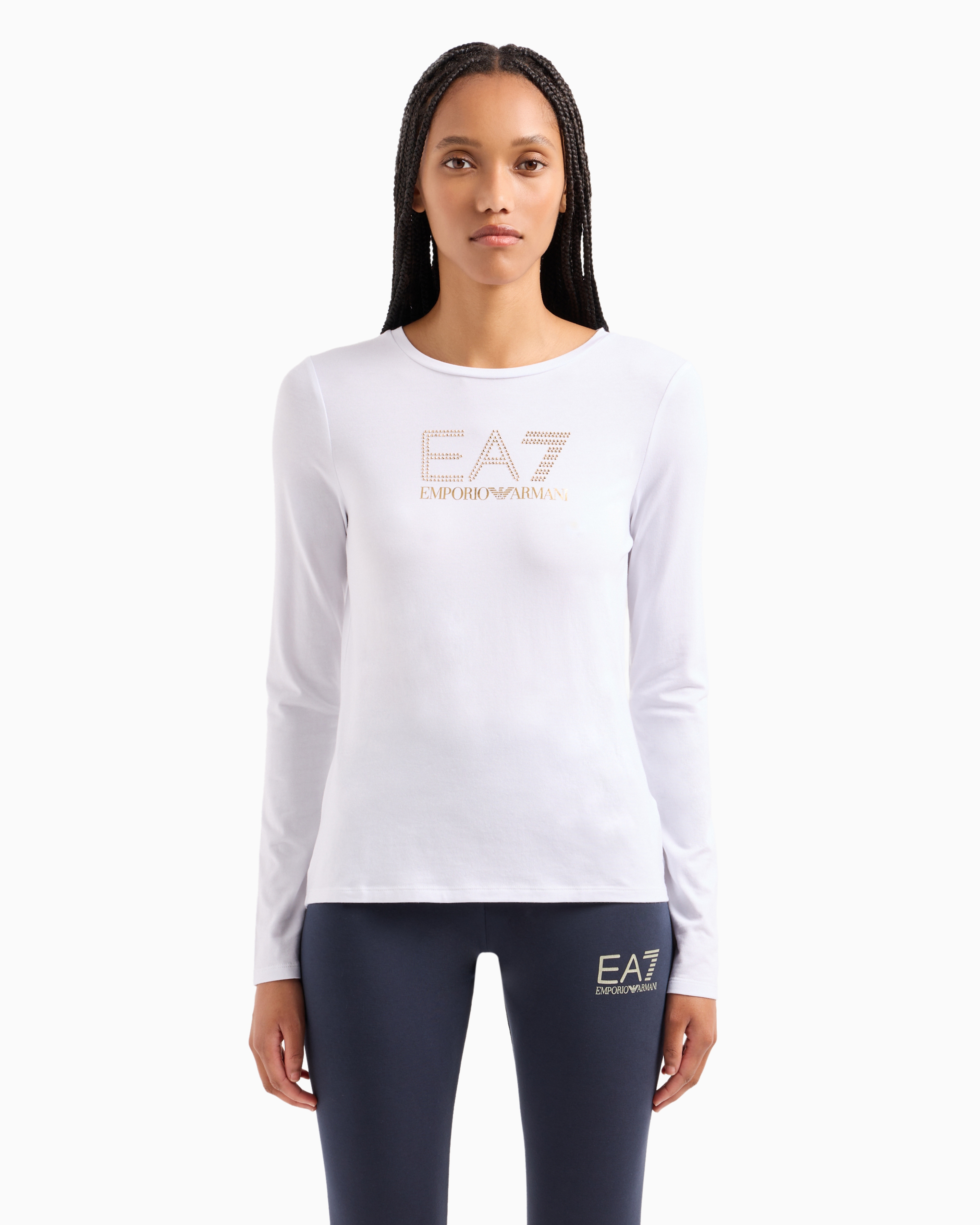 Ea7 Official Store Evolution Long-sleeved T-shirt In White