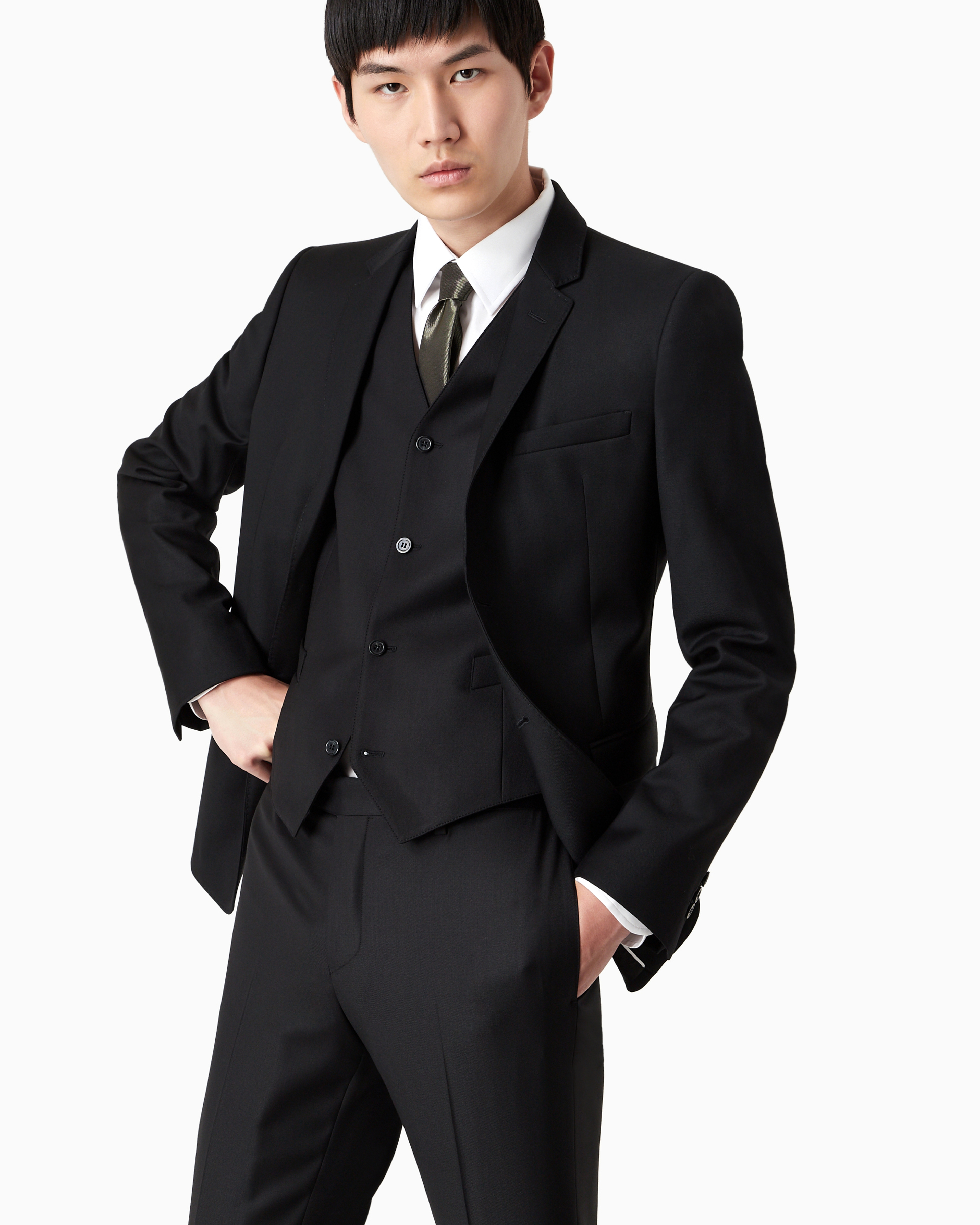 Emporio Armani Single-breasted, Worsted Virgin-wool Jacket