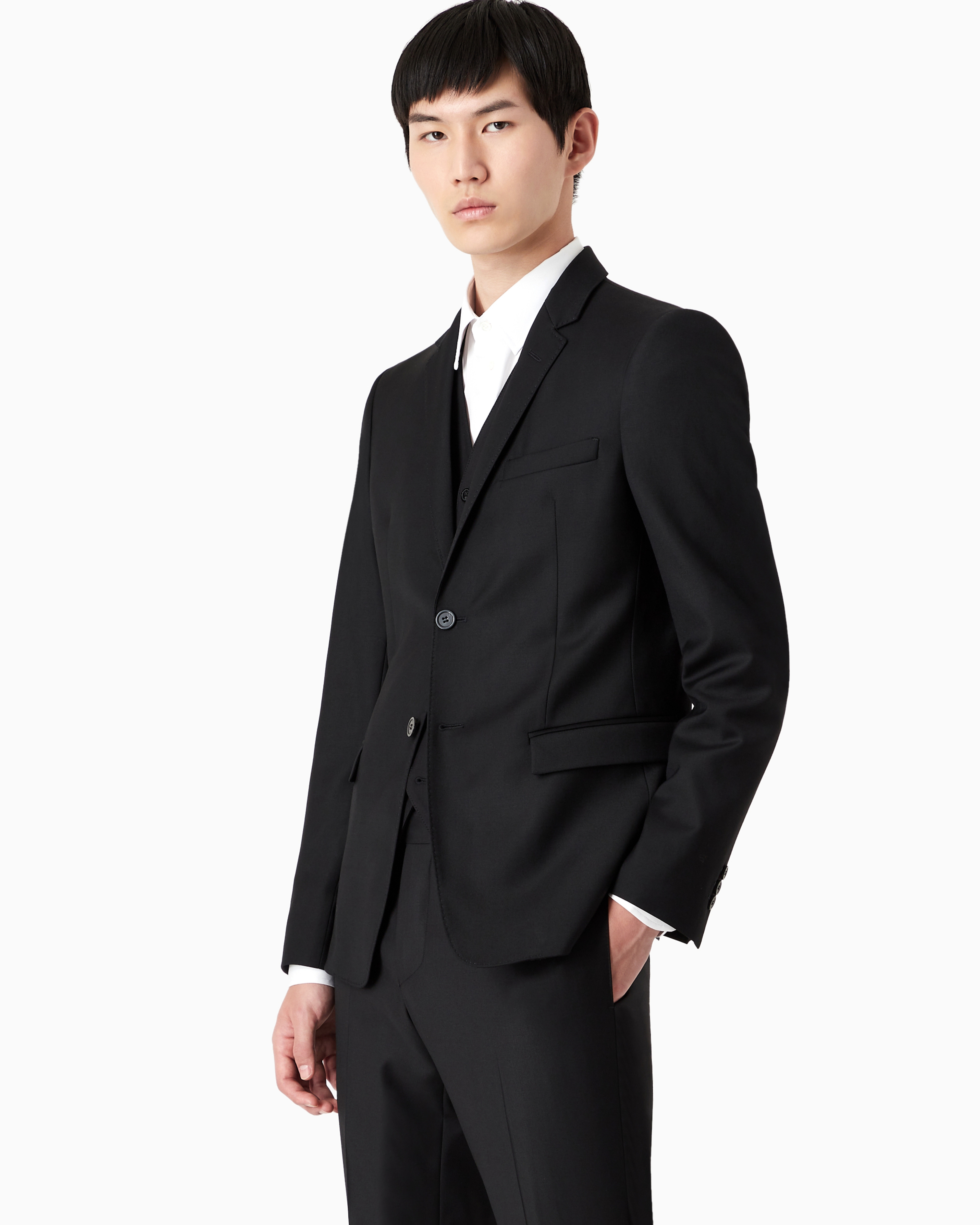 Emporio Armani Single-breasted, Worsted Virgin-wool Jacket