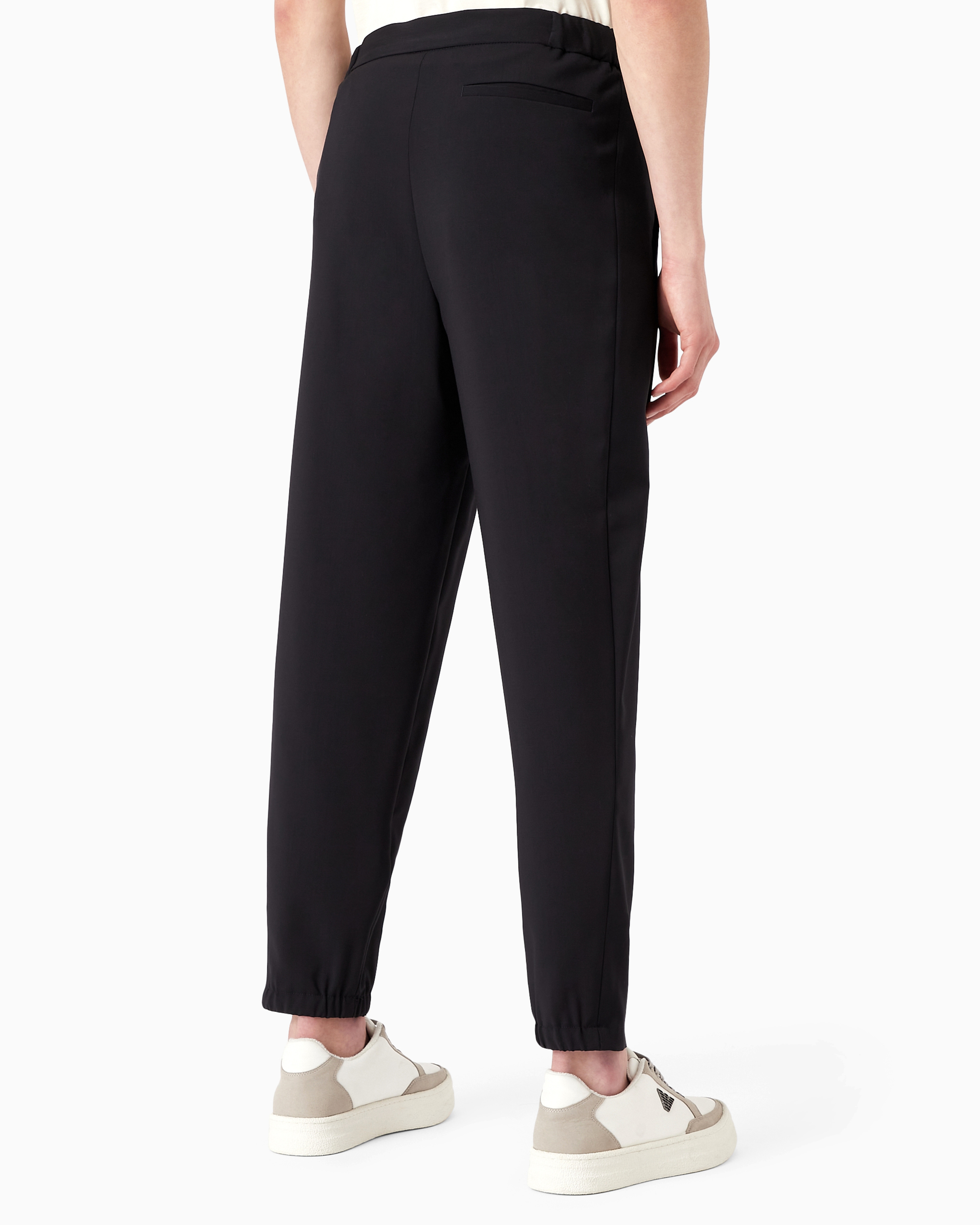 EMPORIO ARMANI NATURAL STRETCH CANVAS TROUSERS WITH ELASTICATED CUFFS