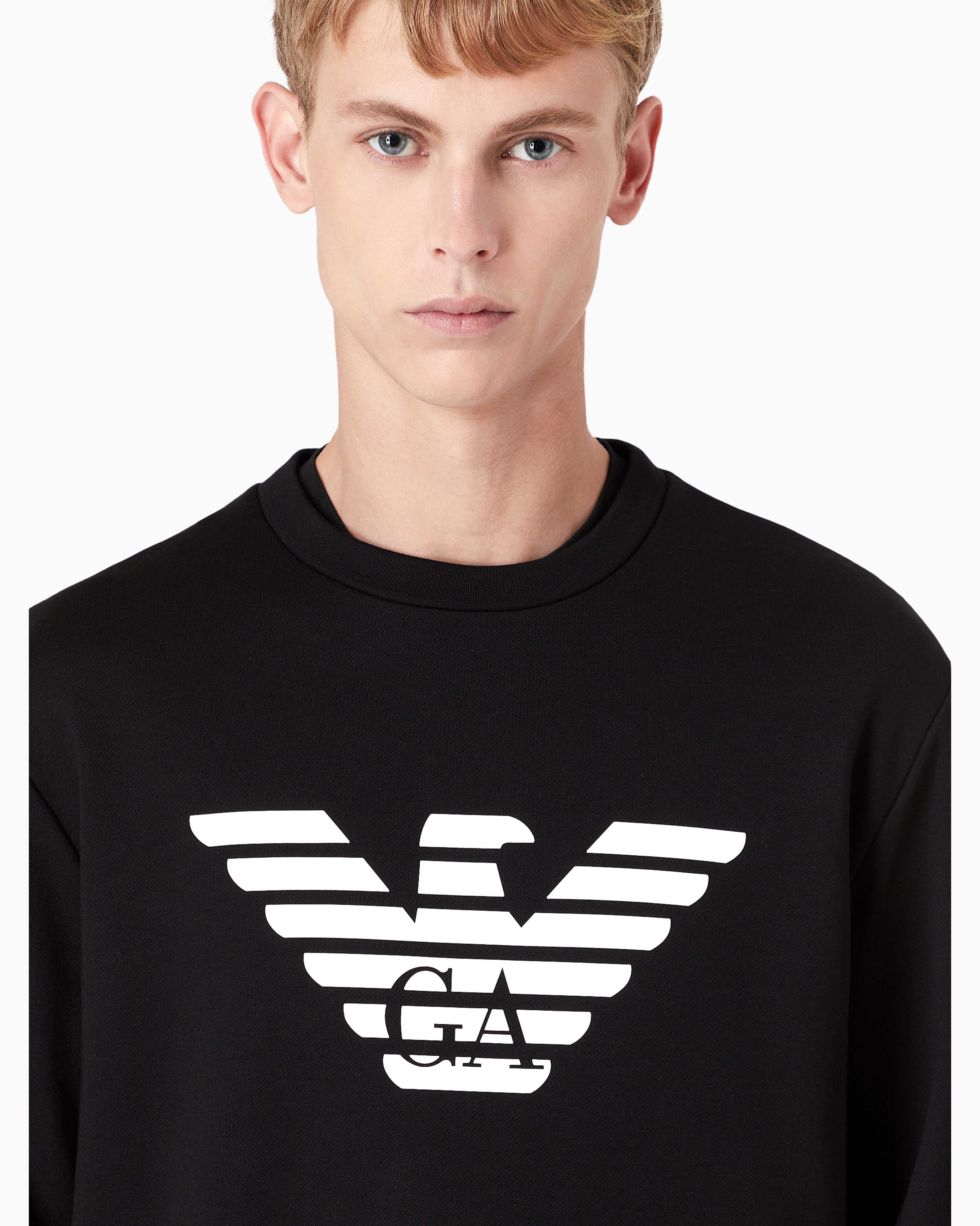 Shop Emporio Armani Modal-blend Sweatshirt With Logo Print In Pattern