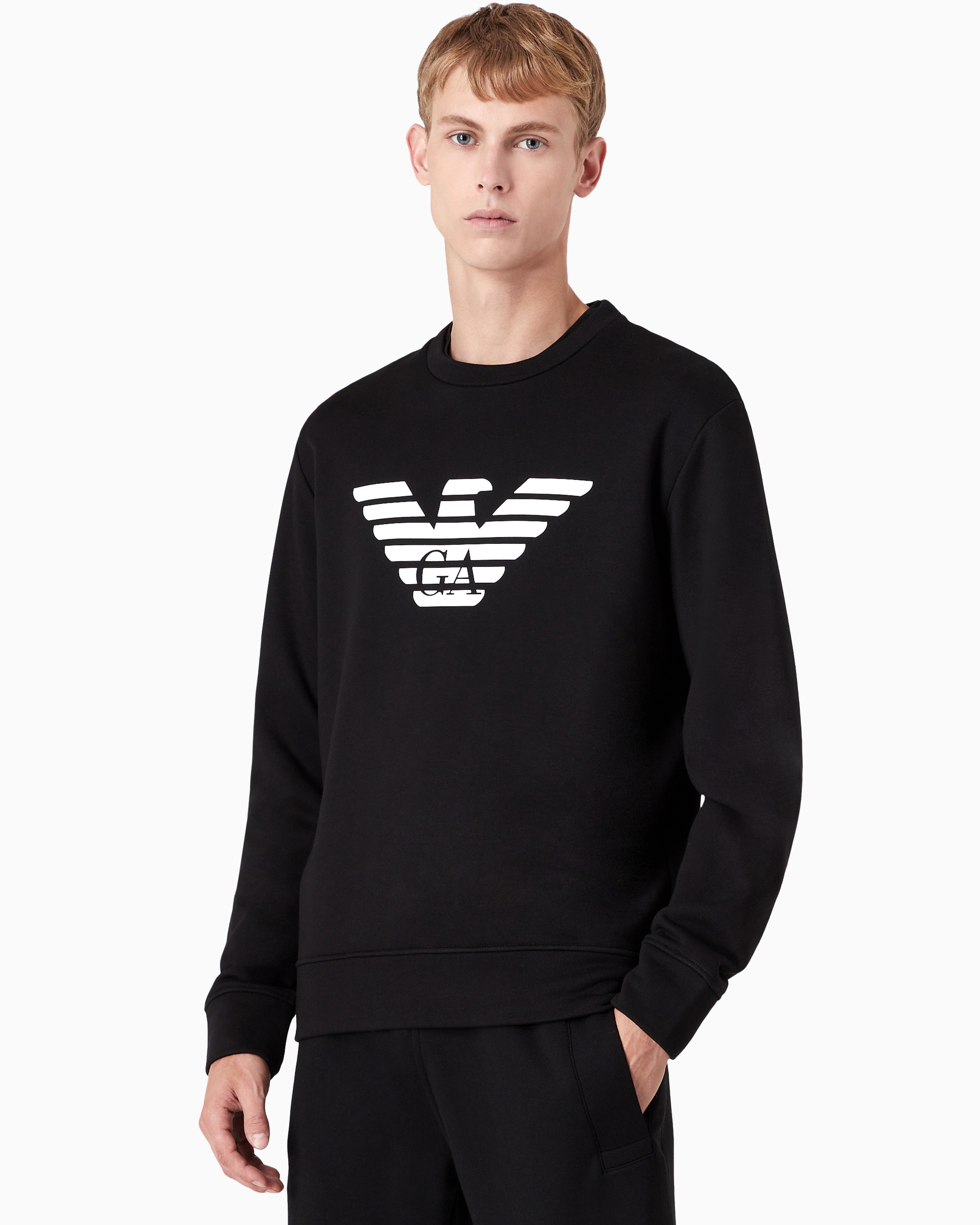 Shop Emporio Armani Modal-blend Sweatshirt With Logo Print In Pattern