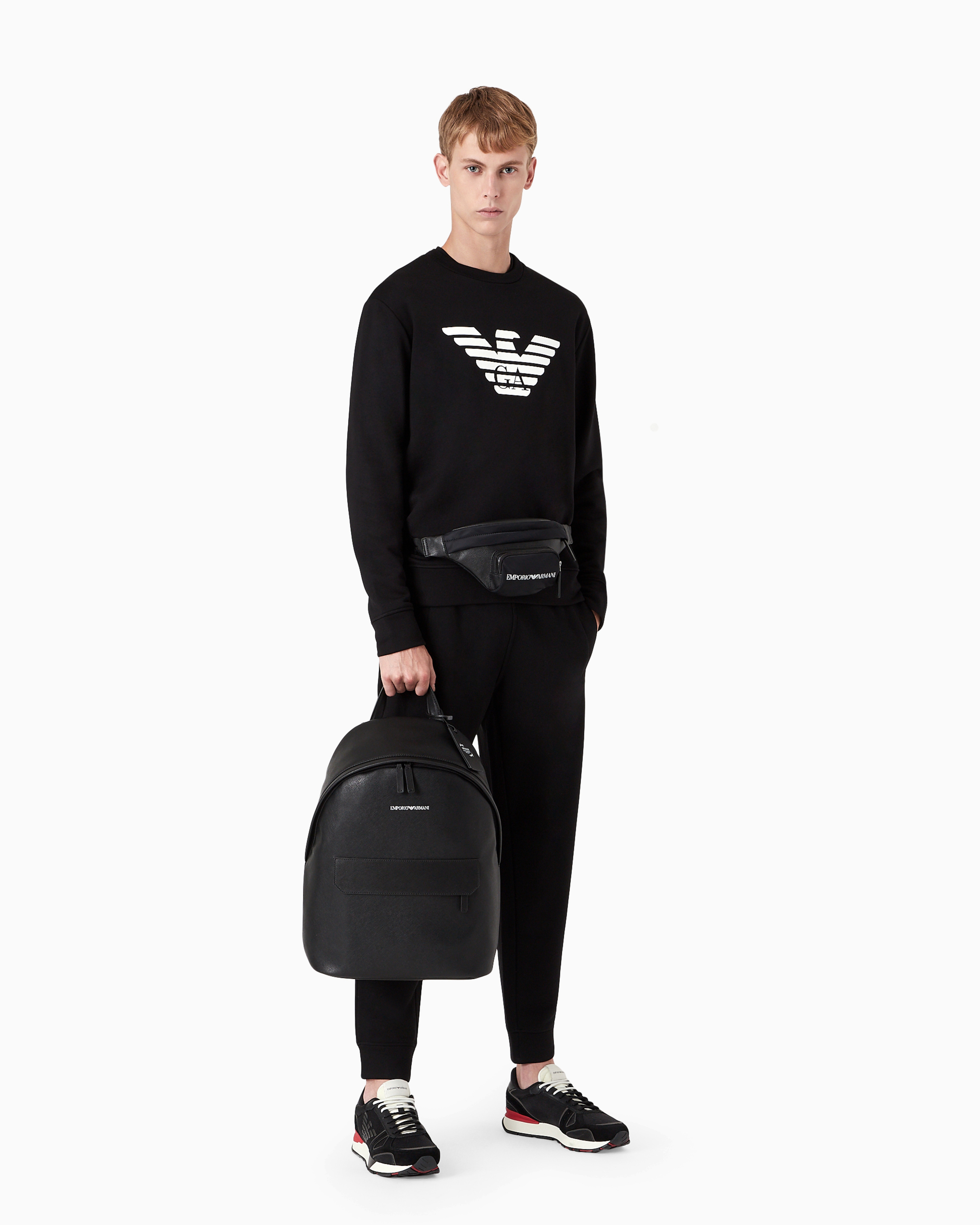 Shop Emporio Armani Modal-blend Sweatshirt With Logo Print In Pattern