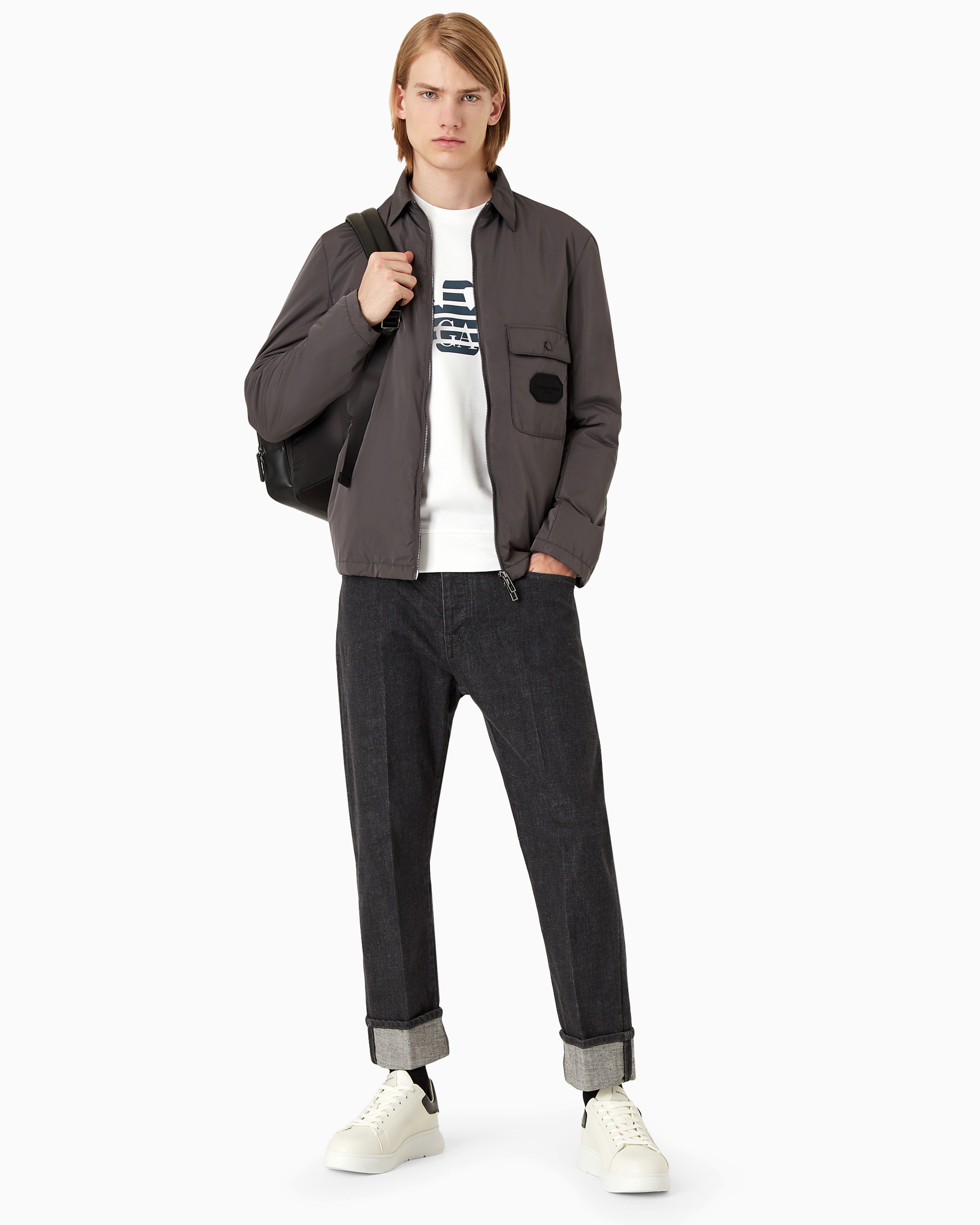 Emporio Armani Logo Print Long-sleeved Sweatshirt In White Logo