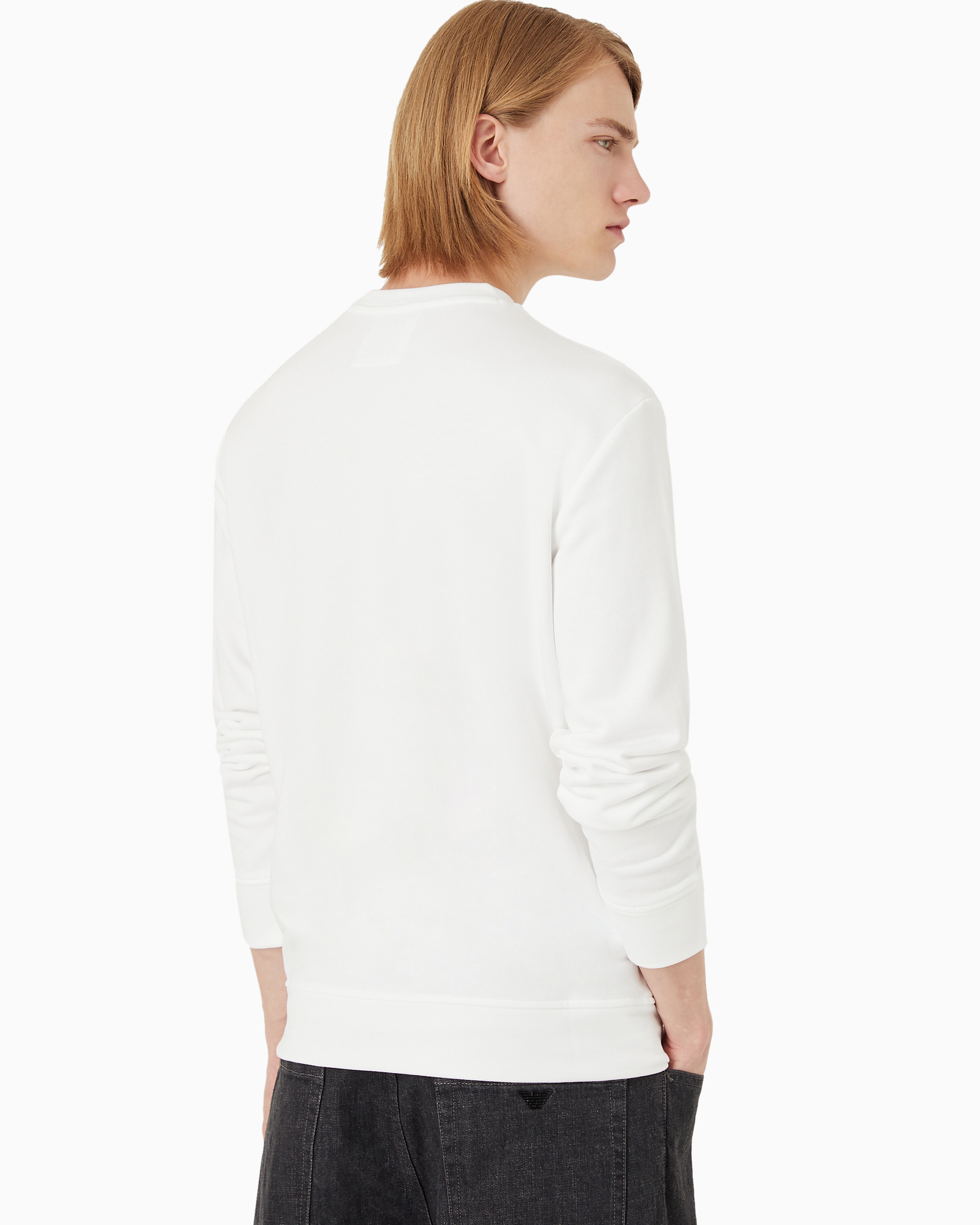 Emporio Armani Logo Print Long-sleeved Sweatshirt In White Logo