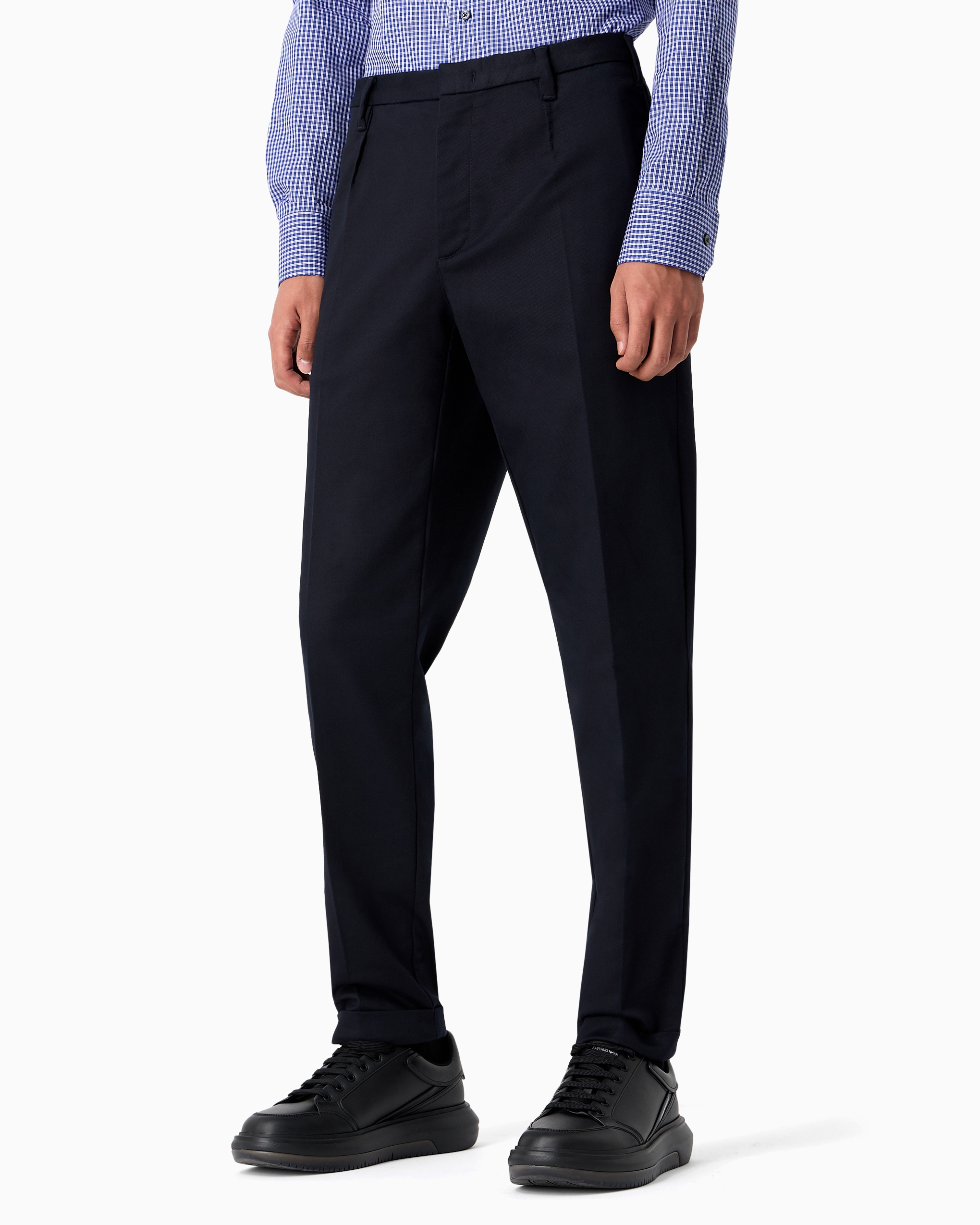 Emporio Armani Official Store Casual Trousers In Navy Blue