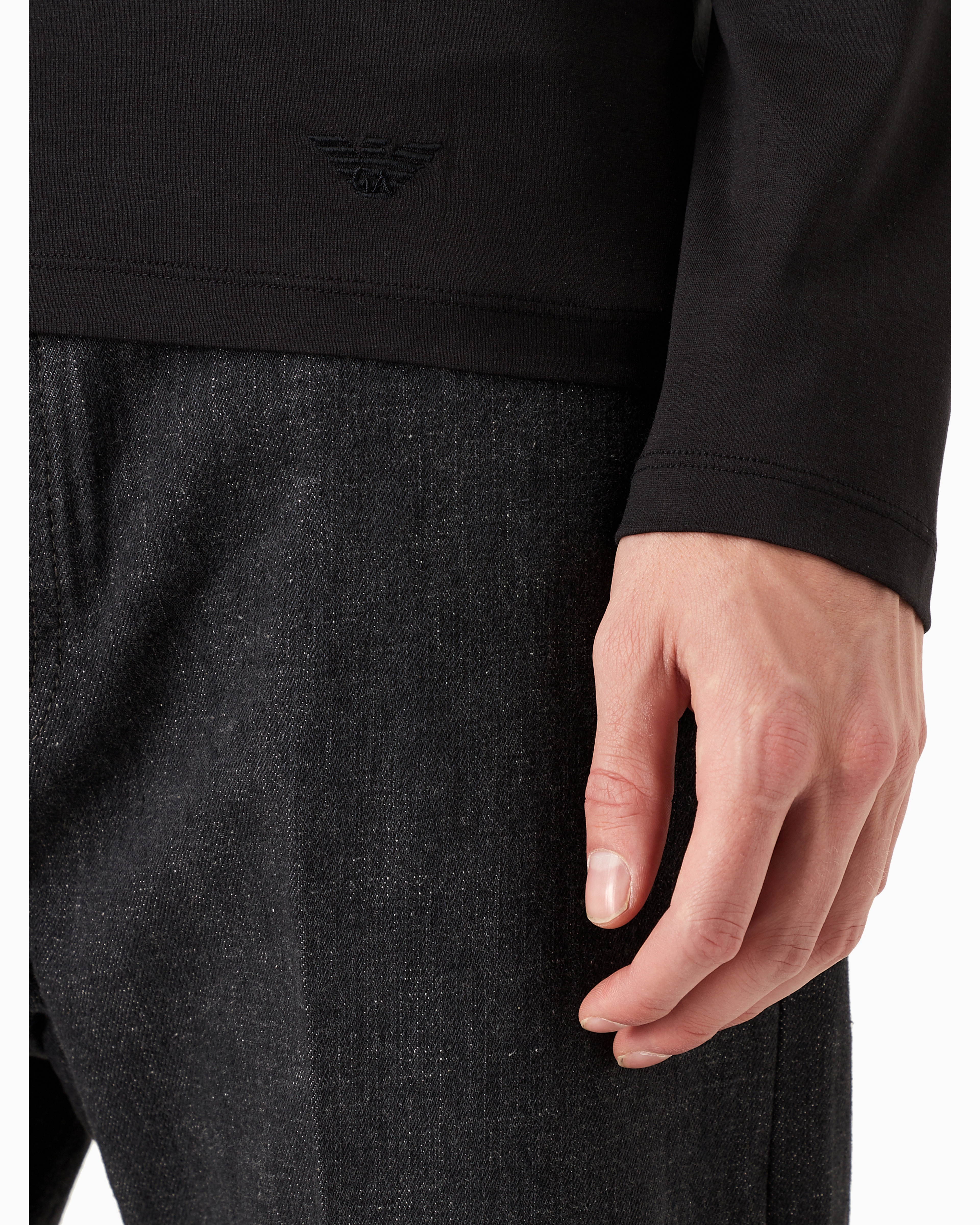 Emporio Armani Silk/cotton Blend Jumper In Black