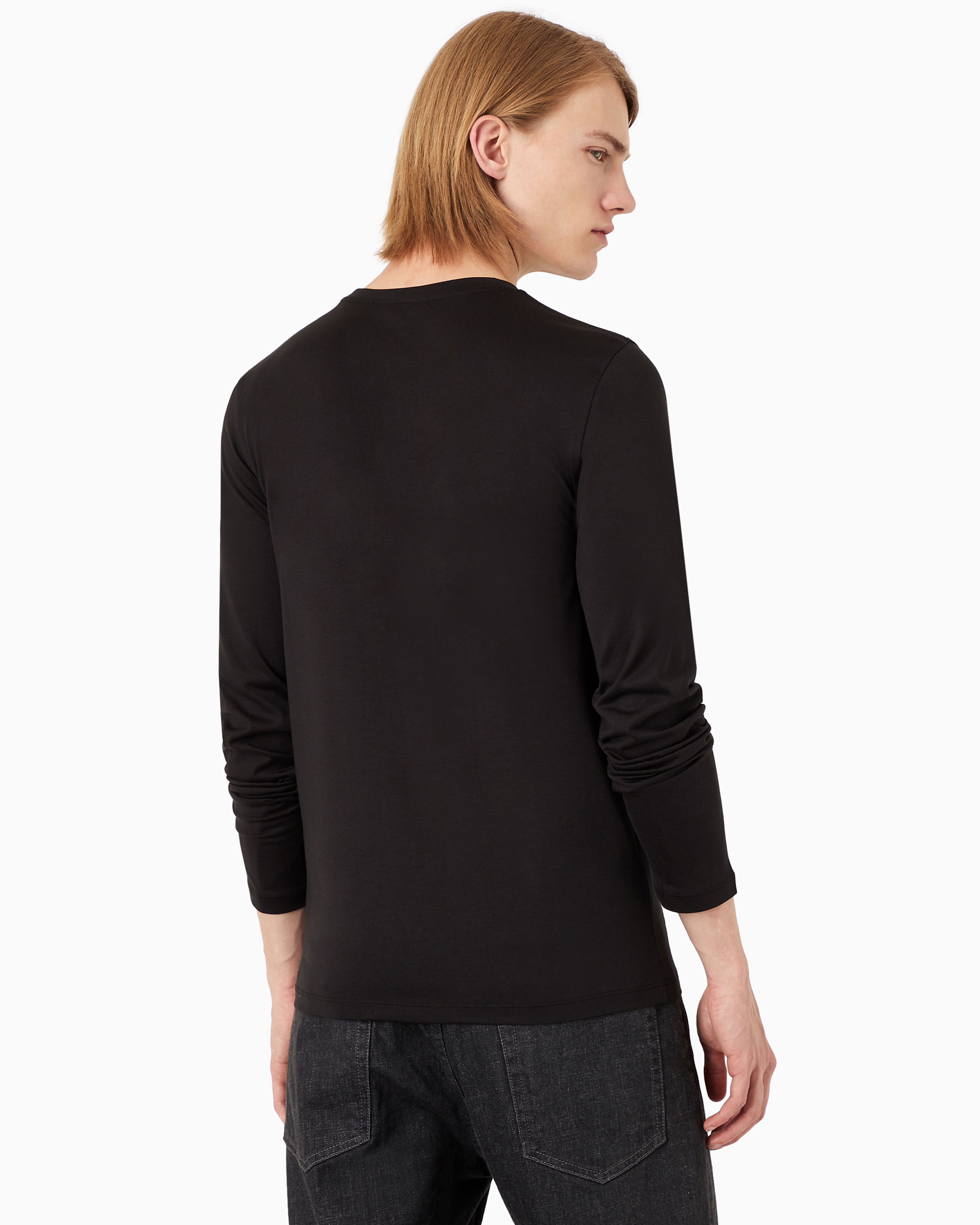 Emporio Armani Silk/cotton Blend Jumper In Black