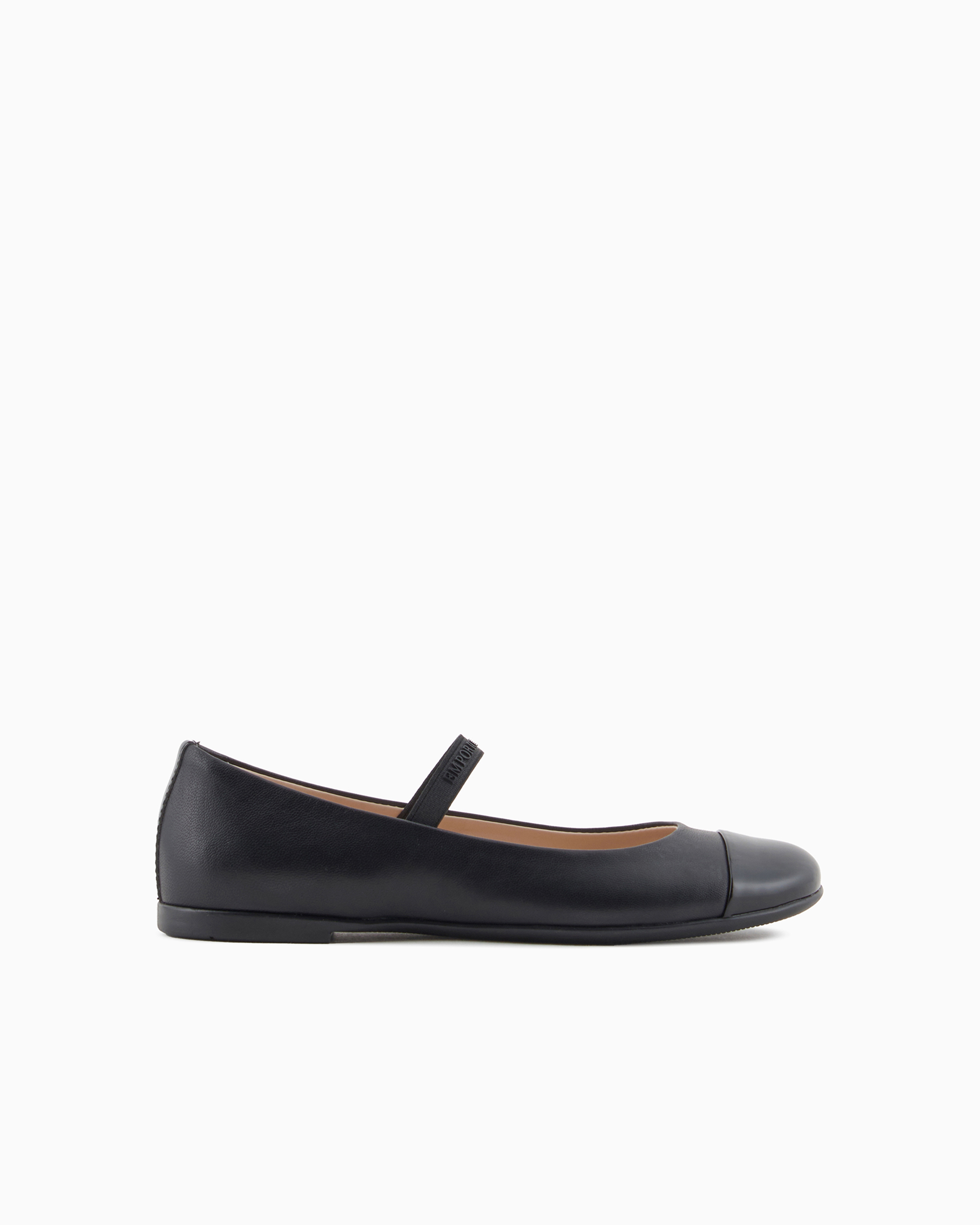 Shop Emporio Armani Nappa-leather Ballerinas With Patent Leather Toe In Black