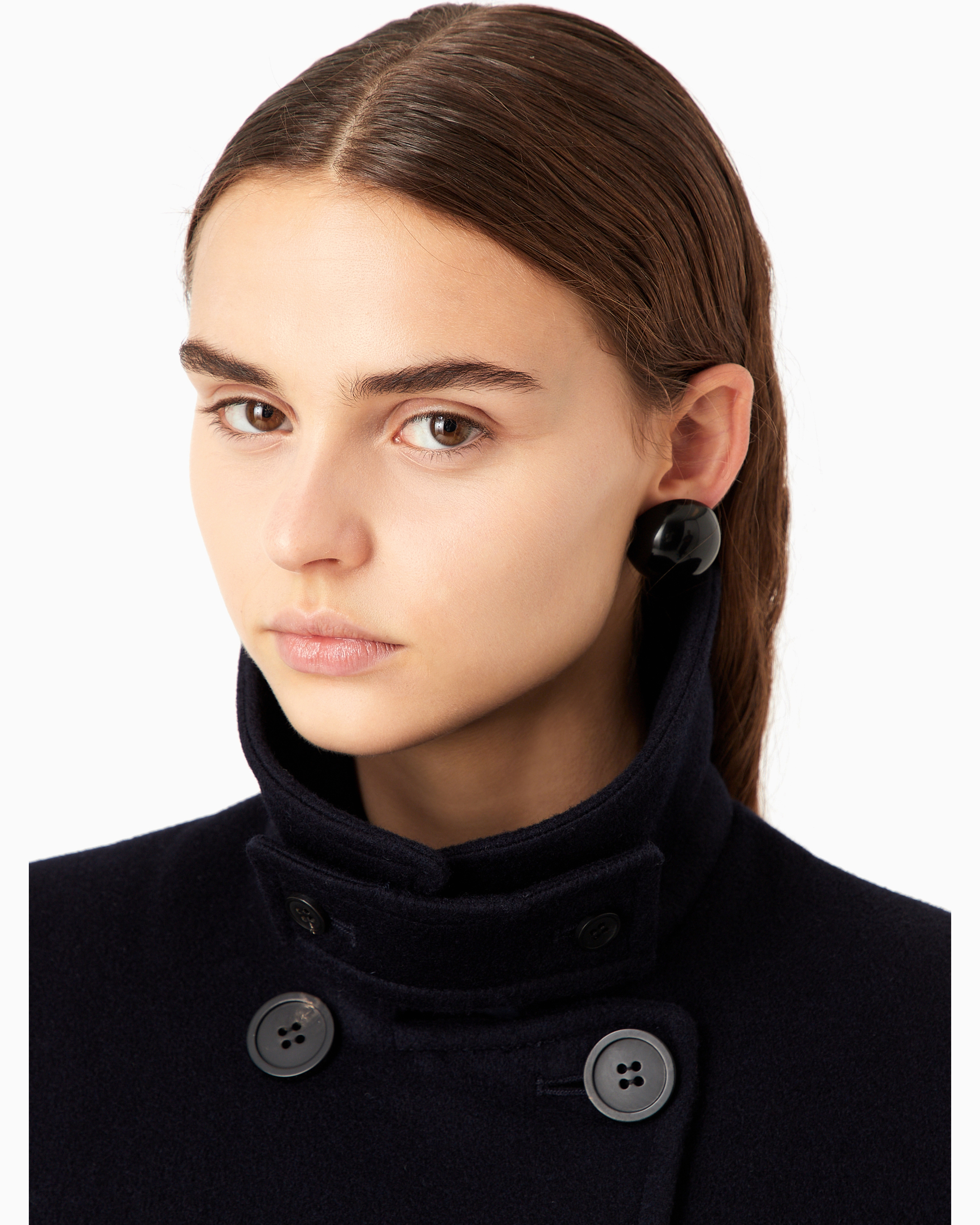 Emporio Armani Official Store Doppelreihiger Caban Aus Wolle In Navy Blue