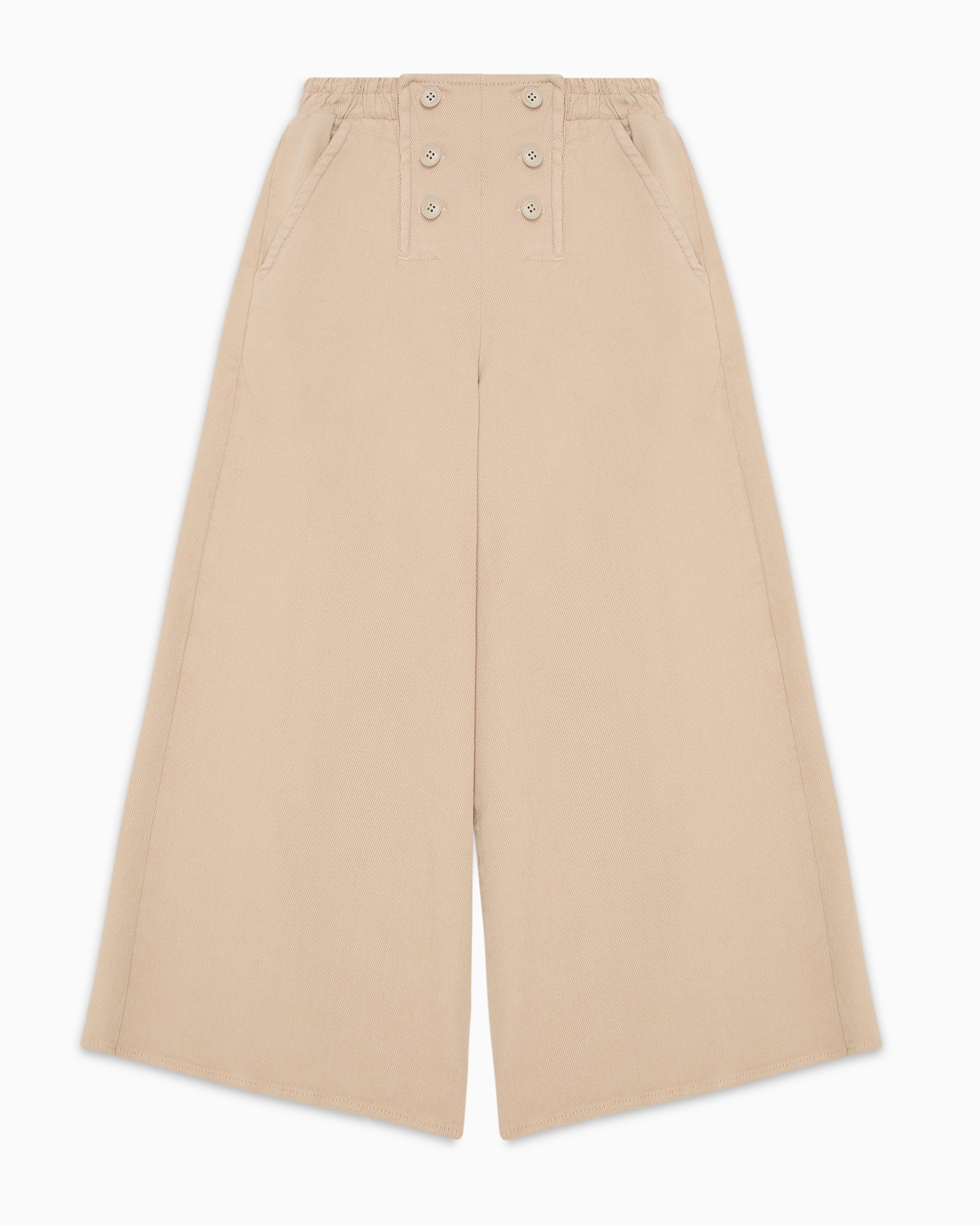 Emporio Armani Trousers With Elasticated Waist And Button Detail In Beige