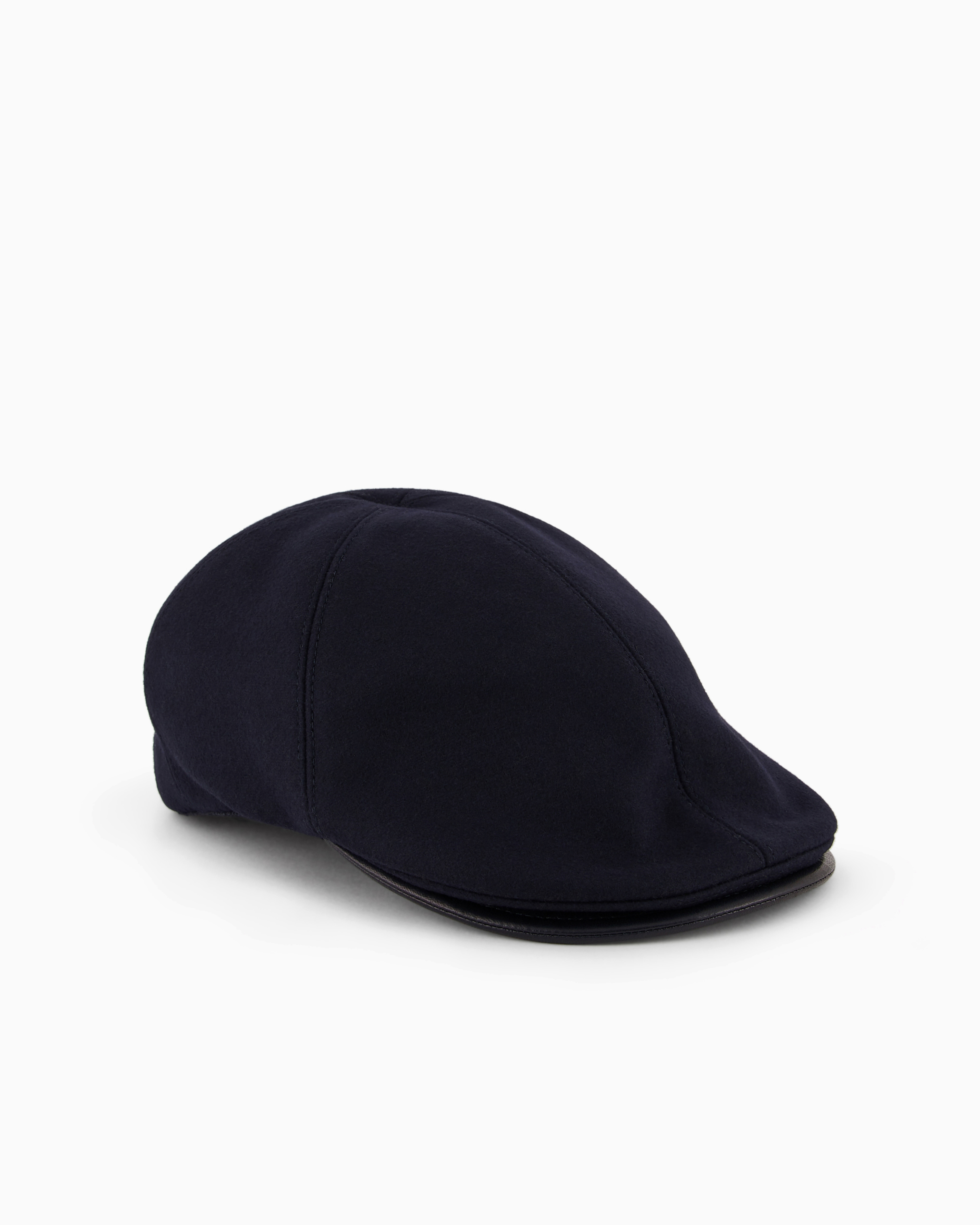 Giorgio Armani Official Store Wool-blend Flat Cap In Navy Blue