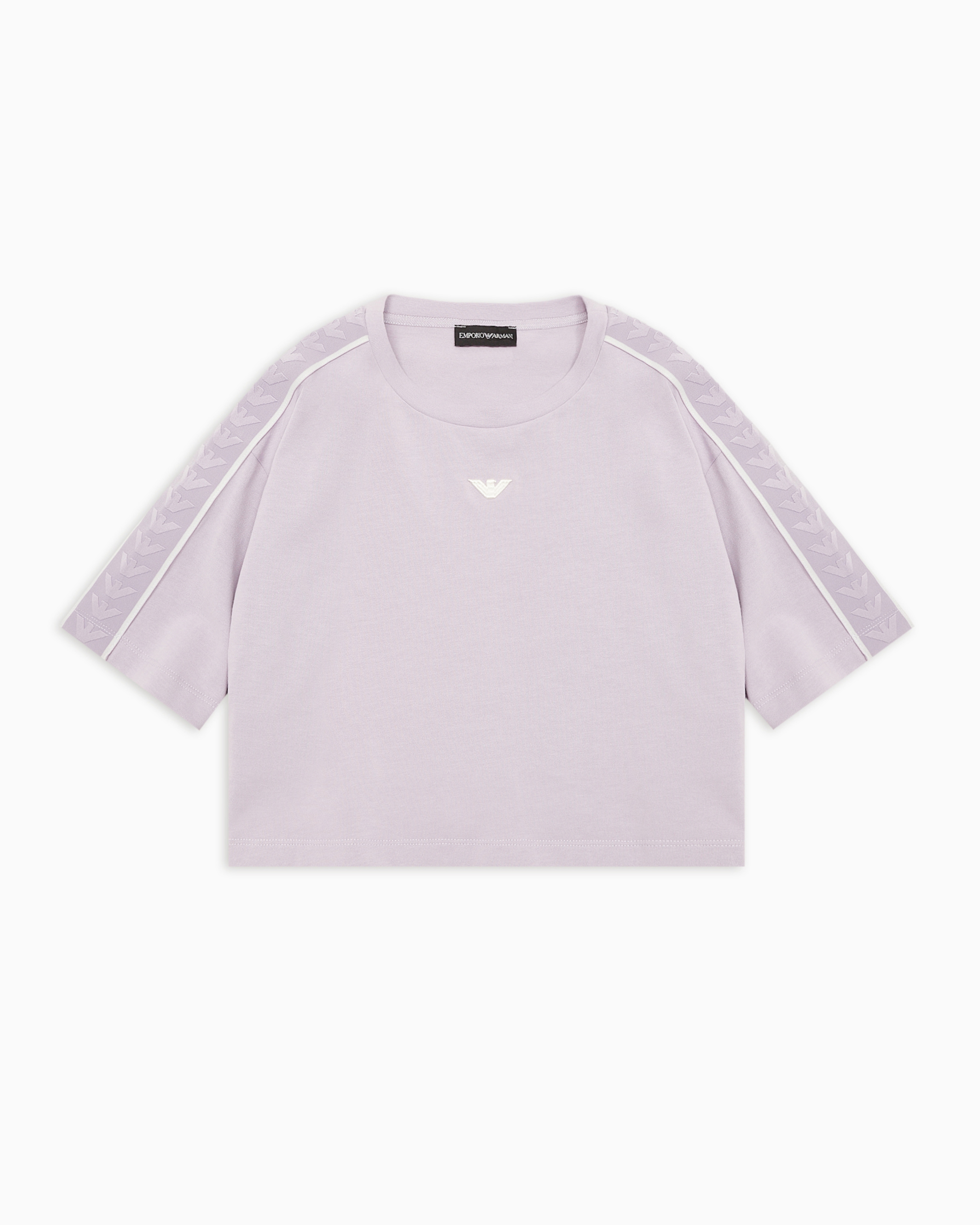 Shop Emporio Armani Asv Oversized Heavy Jersey T-shirt With Eagle Tape On The Sleeves In Purple