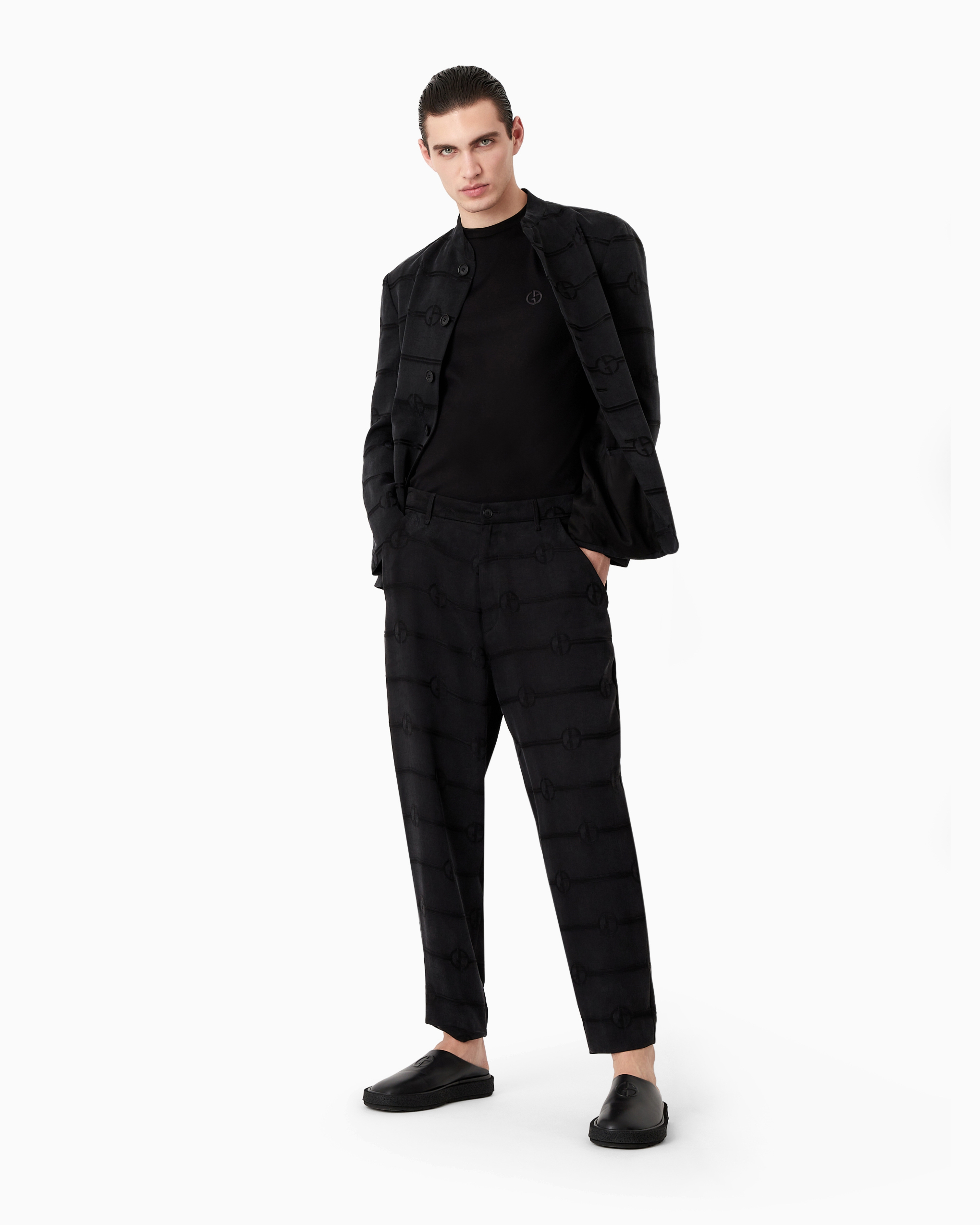 GIORGIO ARMANI COTTON-INTERLOCK T-SHIRT WITH EMBROIDERED LOGO
