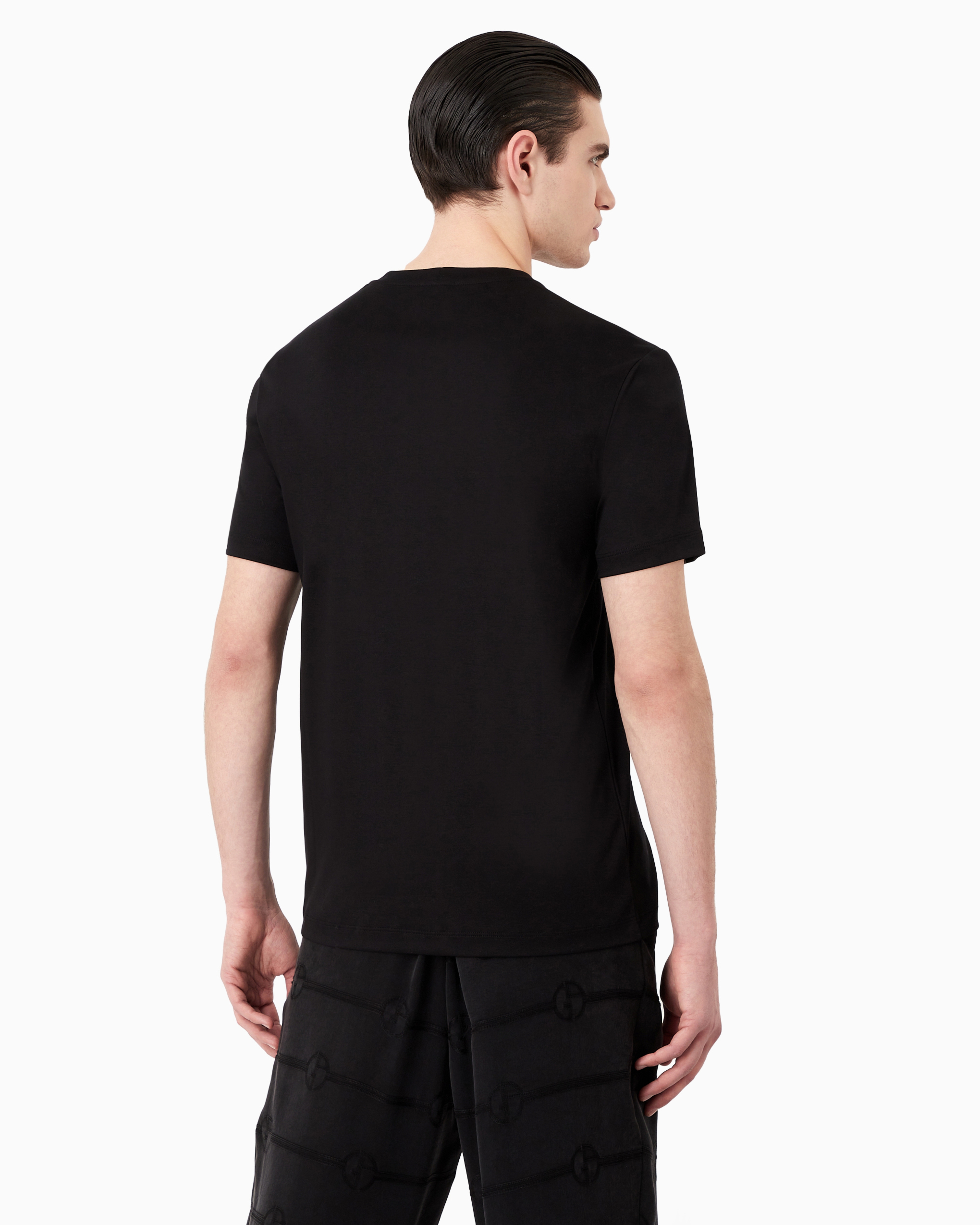GIORGIO ARMANI COTTON-INTERLOCK T-SHIRT WITH EMBROIDERED LOGO