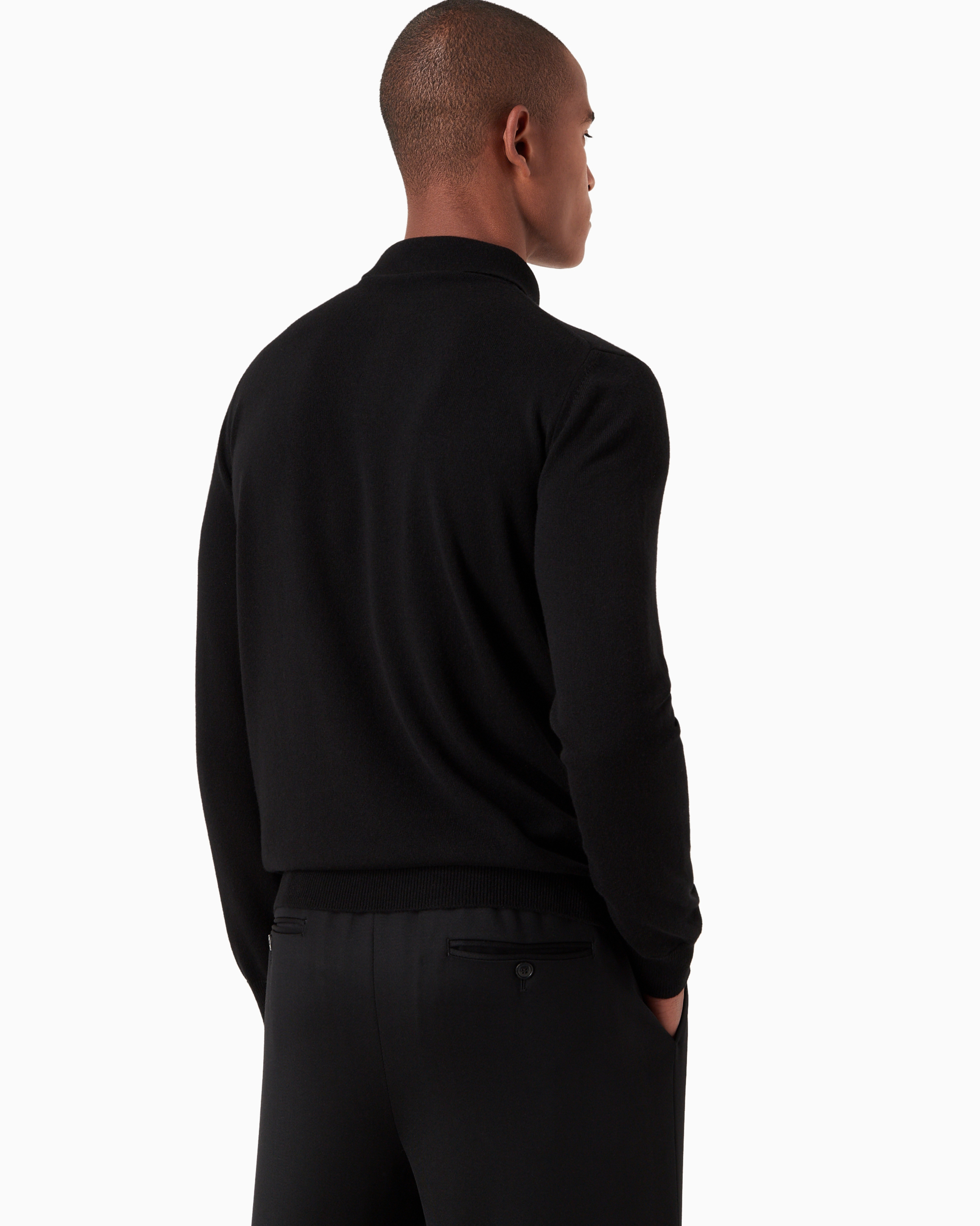 Giorgio Armani Polo-collar Cashmere Jumper In Black