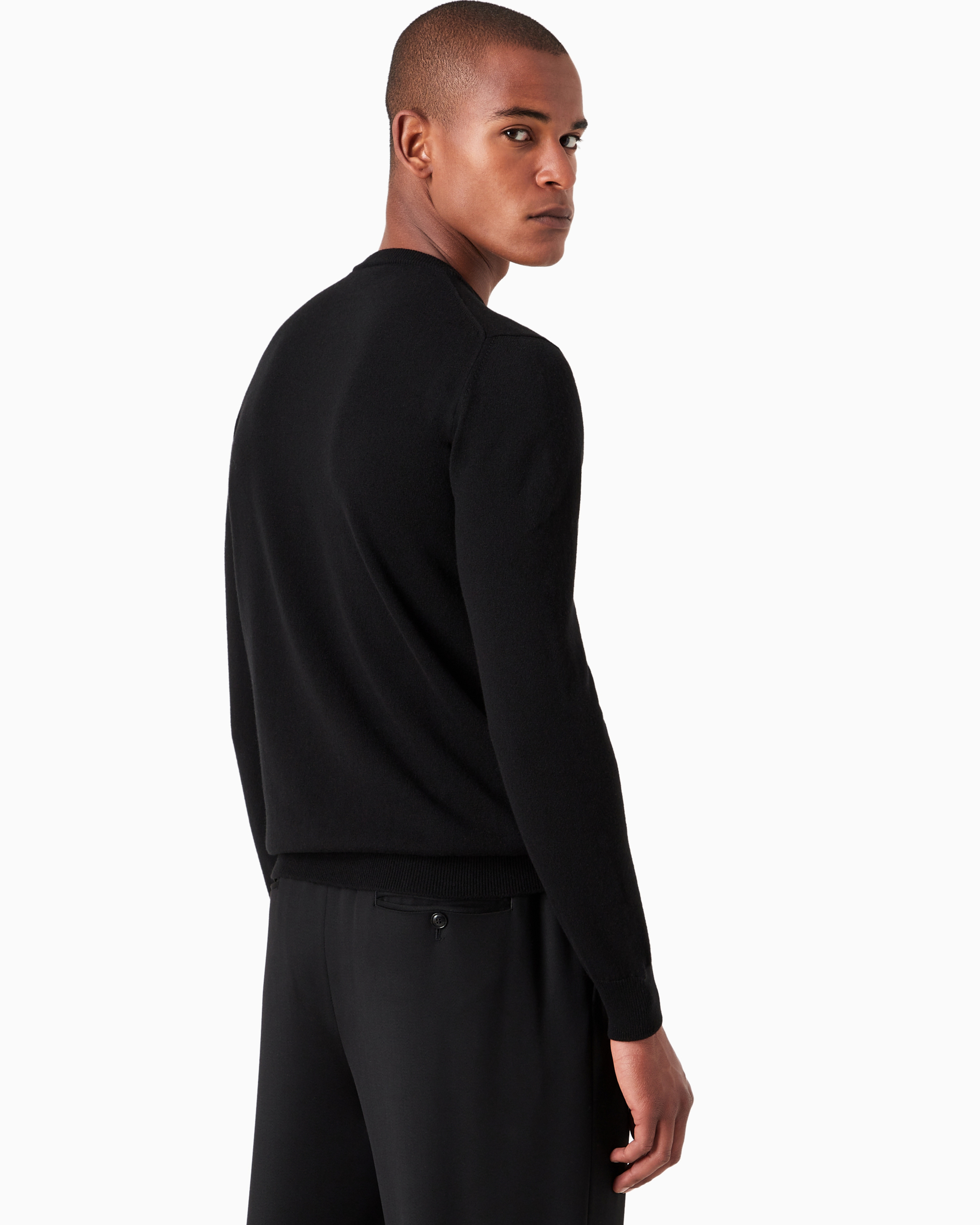Giorgio Armani Official Store Pure Cashmere Crew-neck Jumper In Black