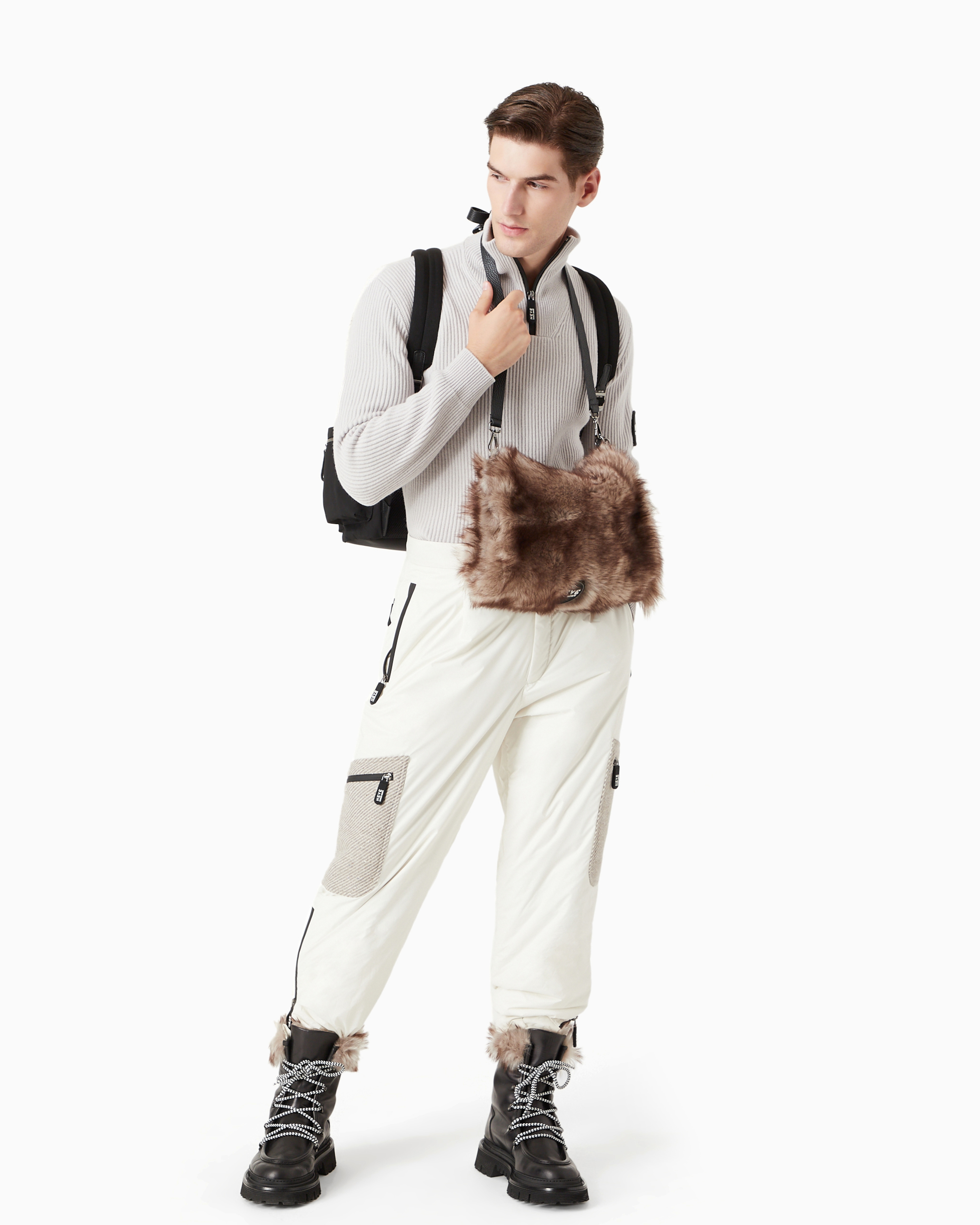 Giorgio Armani Neve Mock-neck Jumper In Wool And Cashmere In Grey