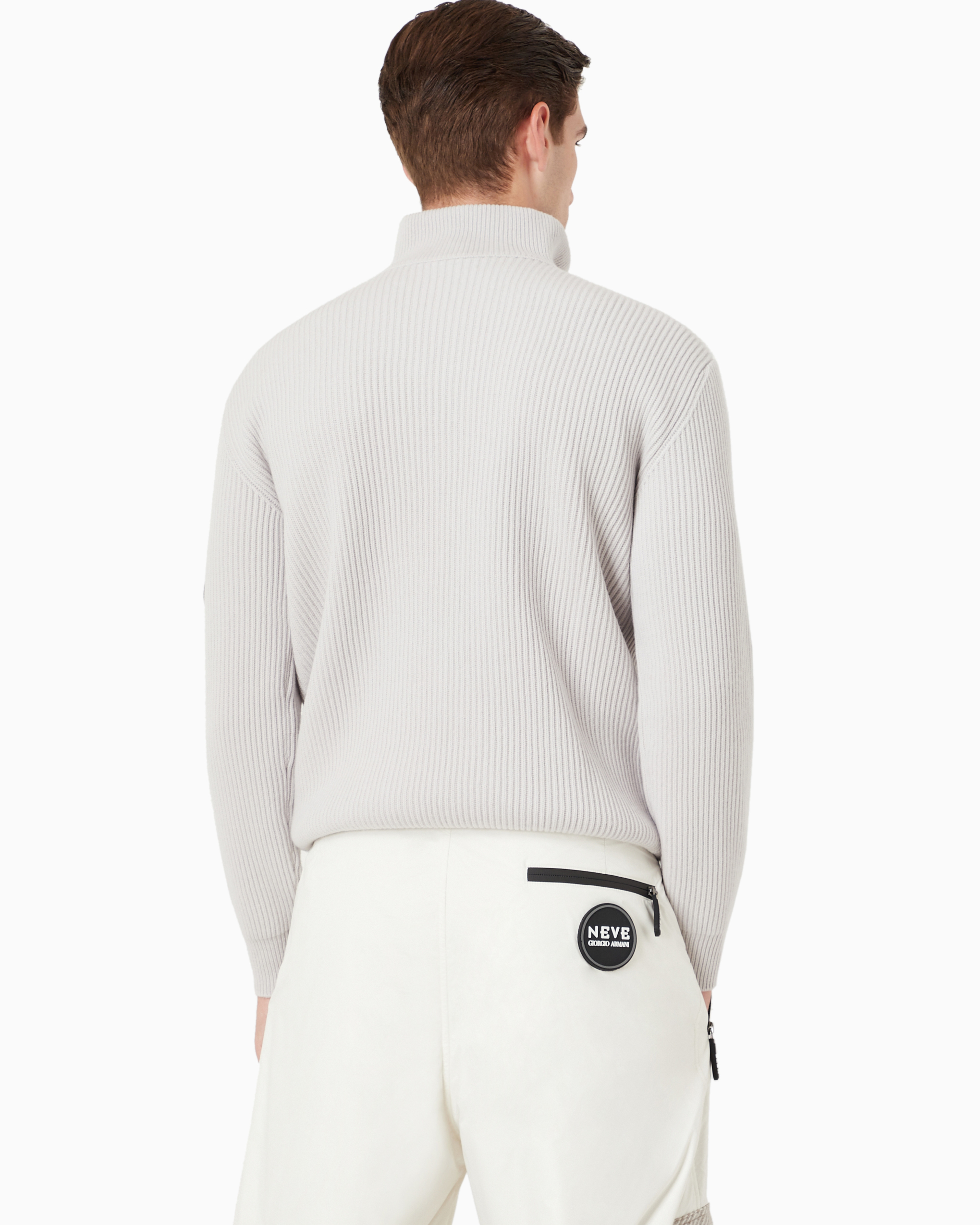 Giorgio Armani Neve Mock-neck Jumper In Wool And Cashmere In Grey